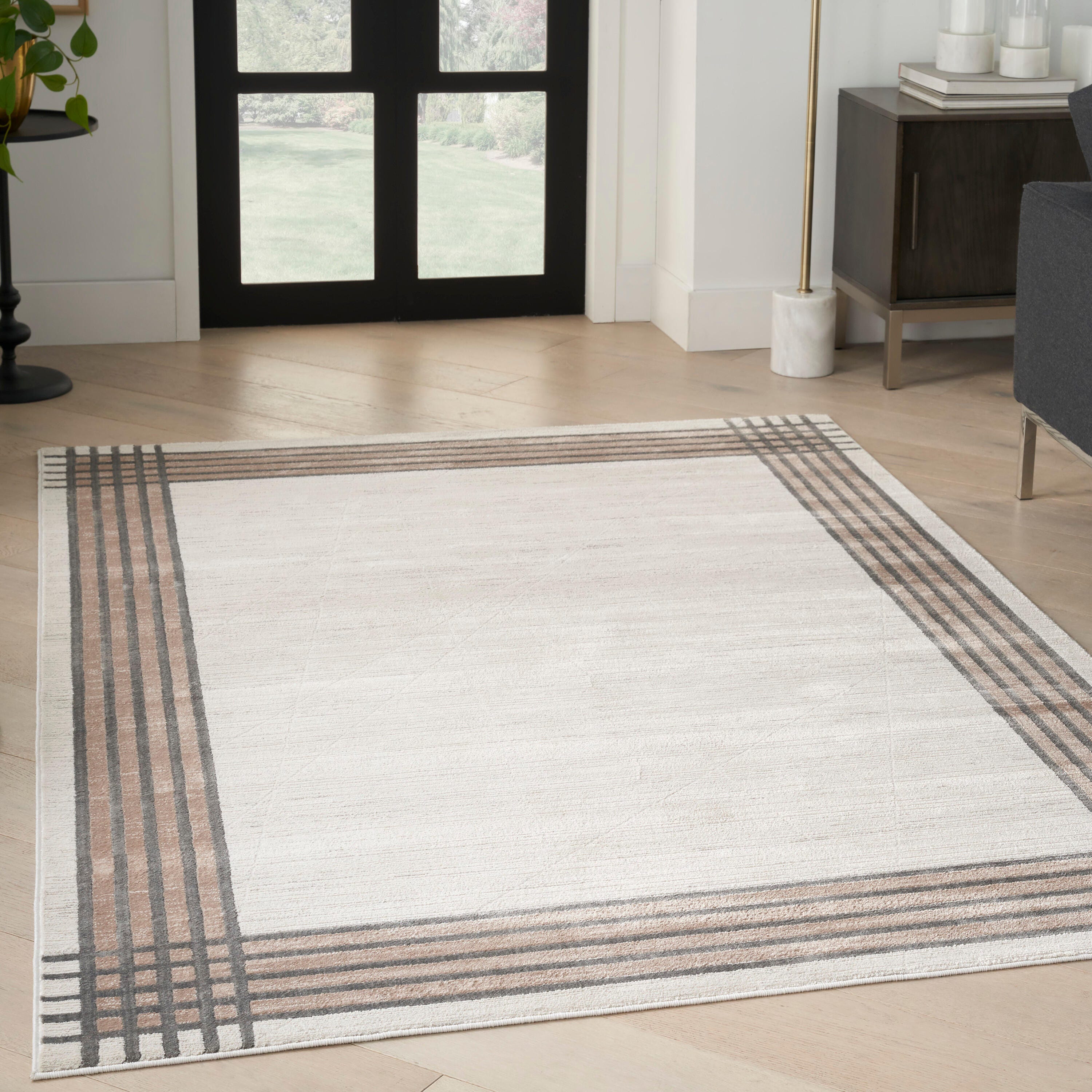Nourison Home Desire Bordered 5'3" x 7'3" Area Rug, Ivory/Black, rollover