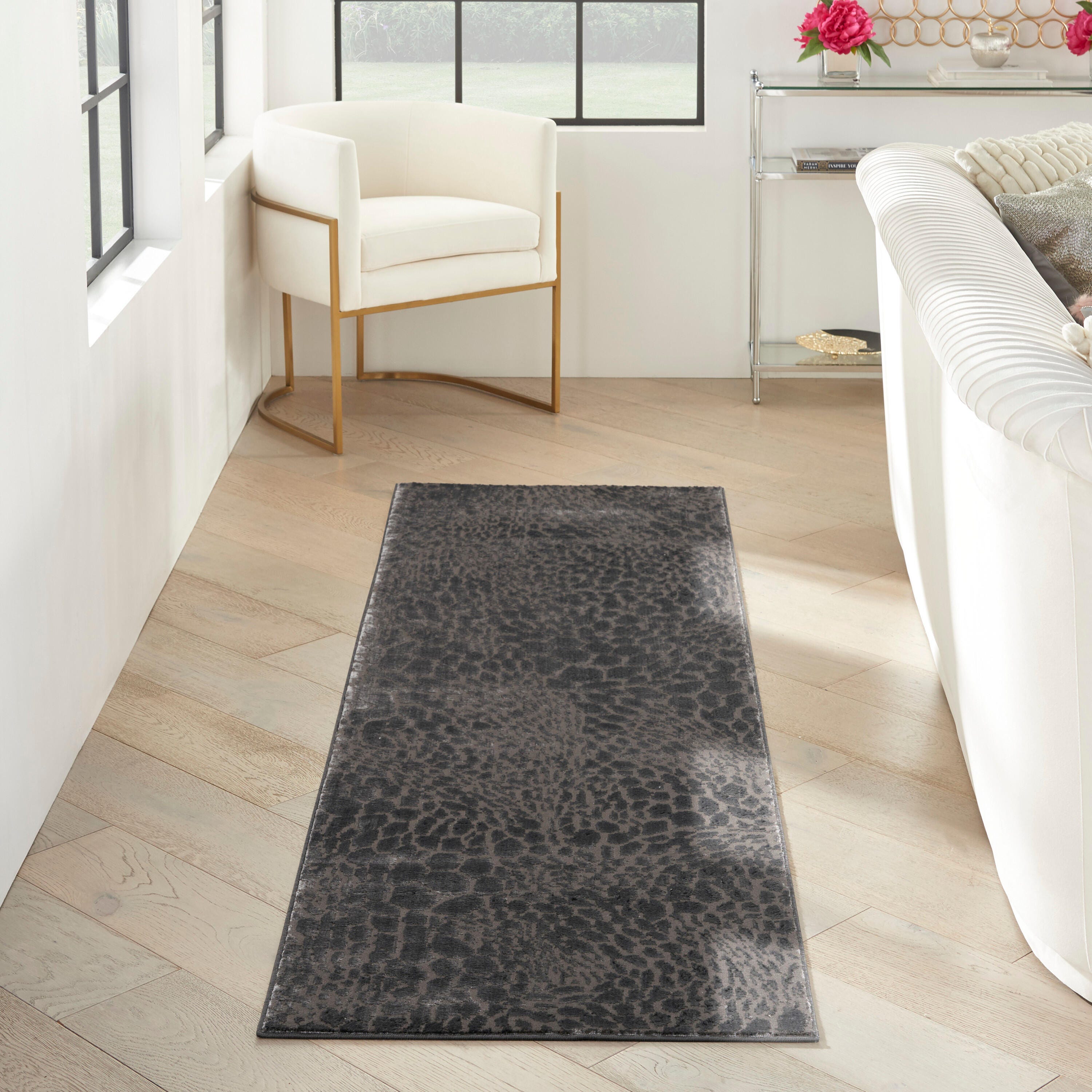 Nourison Home Desire Animal Print 2'3" x 7'6" Runner Rug, Charcoal/Gray, rollover