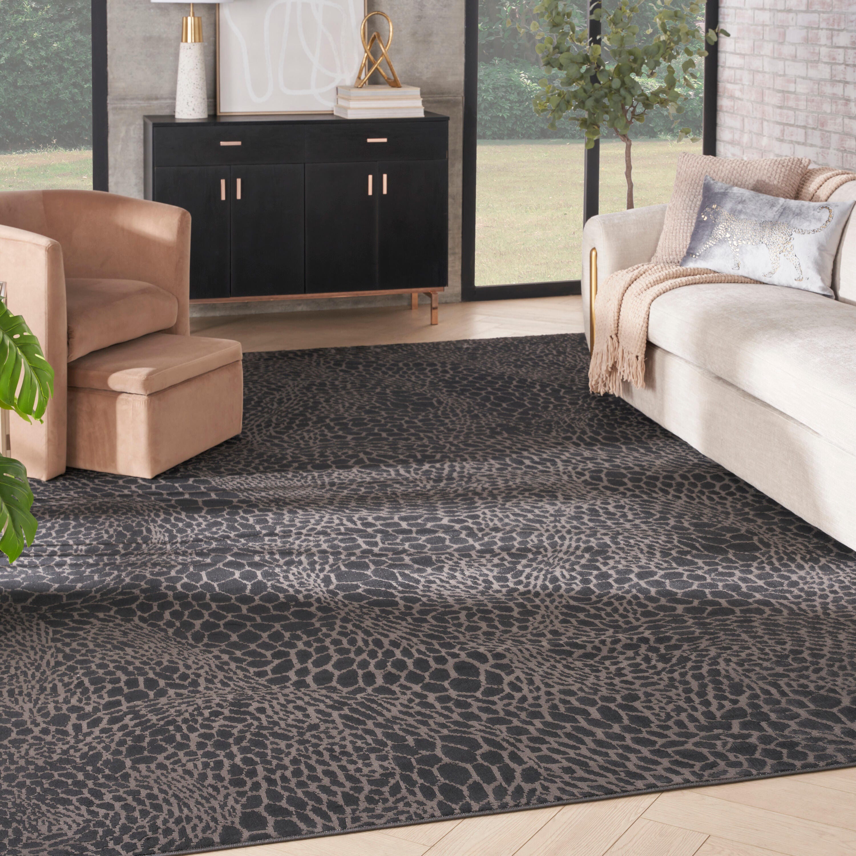 Nourison Home Desire Animal Print 9' x 12' Area Rug, Charcoal/Gray