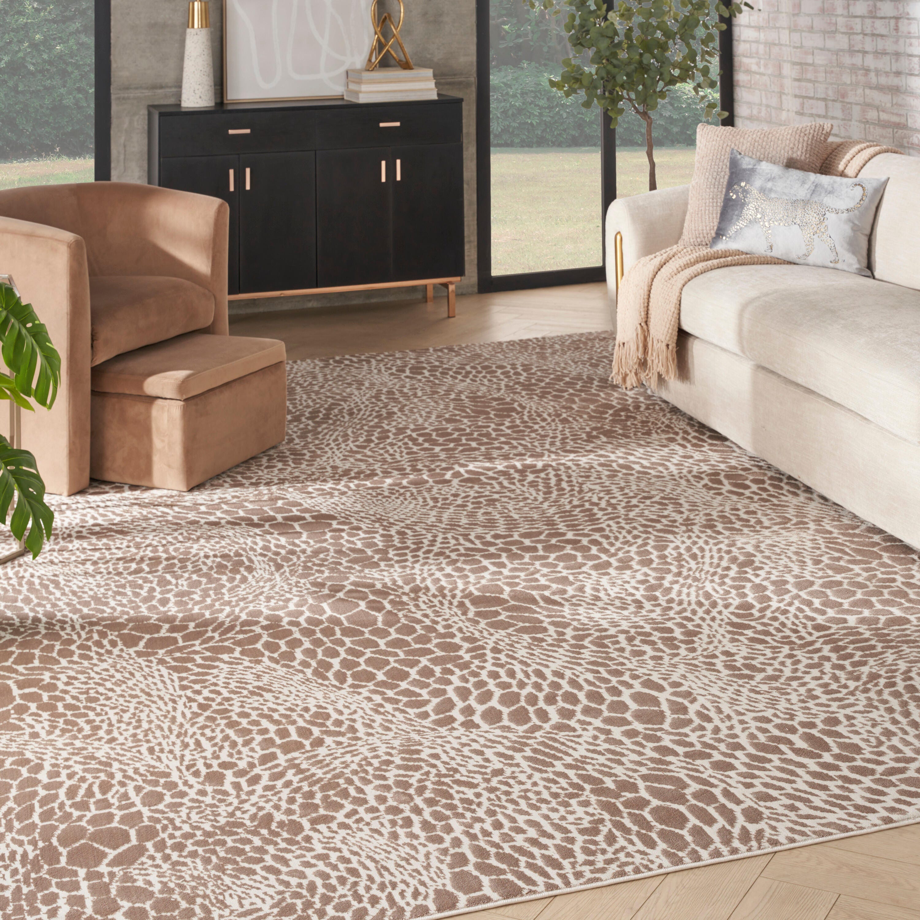 Nourison Home Desire Animal Print 7'10" x 9'10" Area Rug, Camel Brown, large