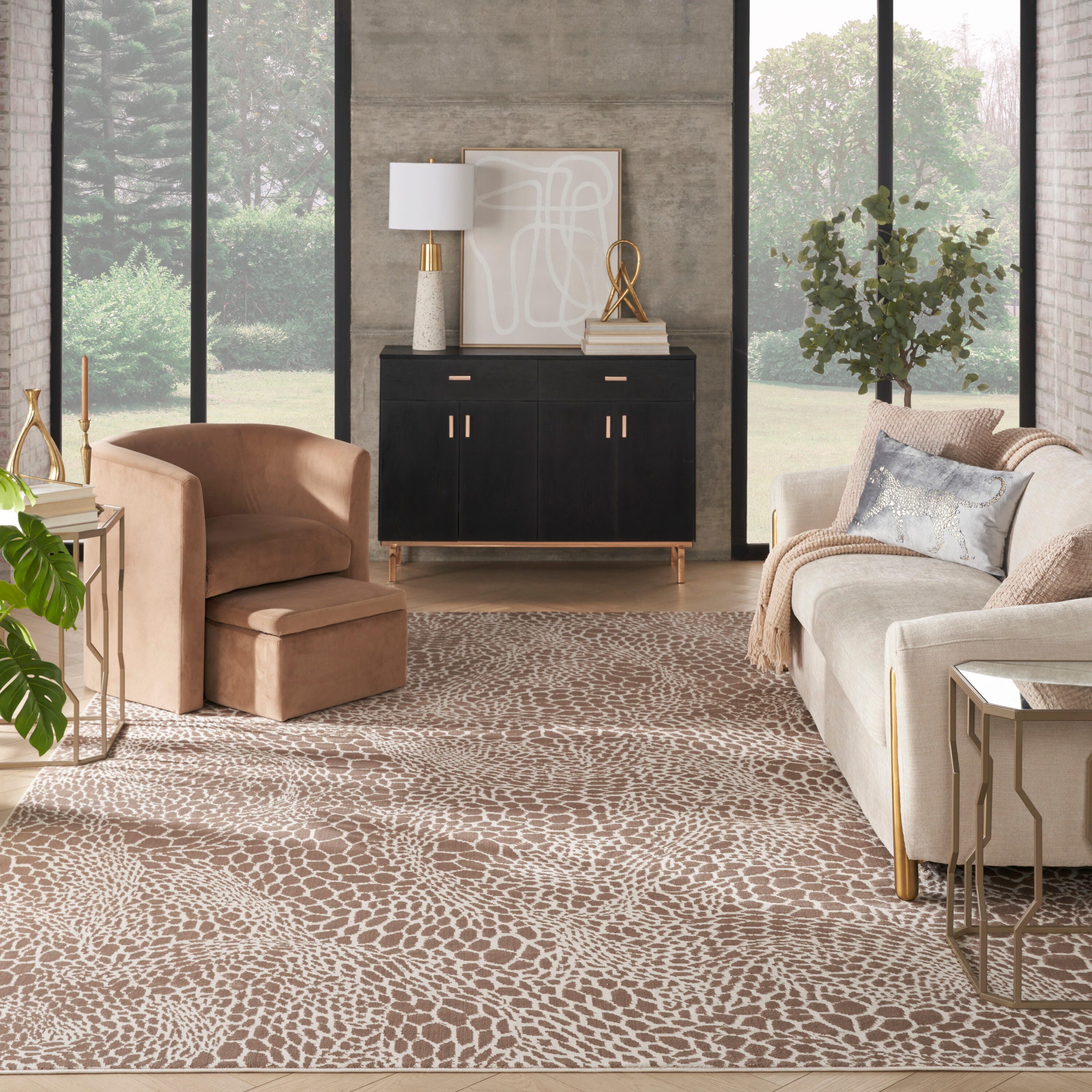 Nourison Home Desire Animal Print 7'10" x 9'10" Area Rug, Camel Brown, large