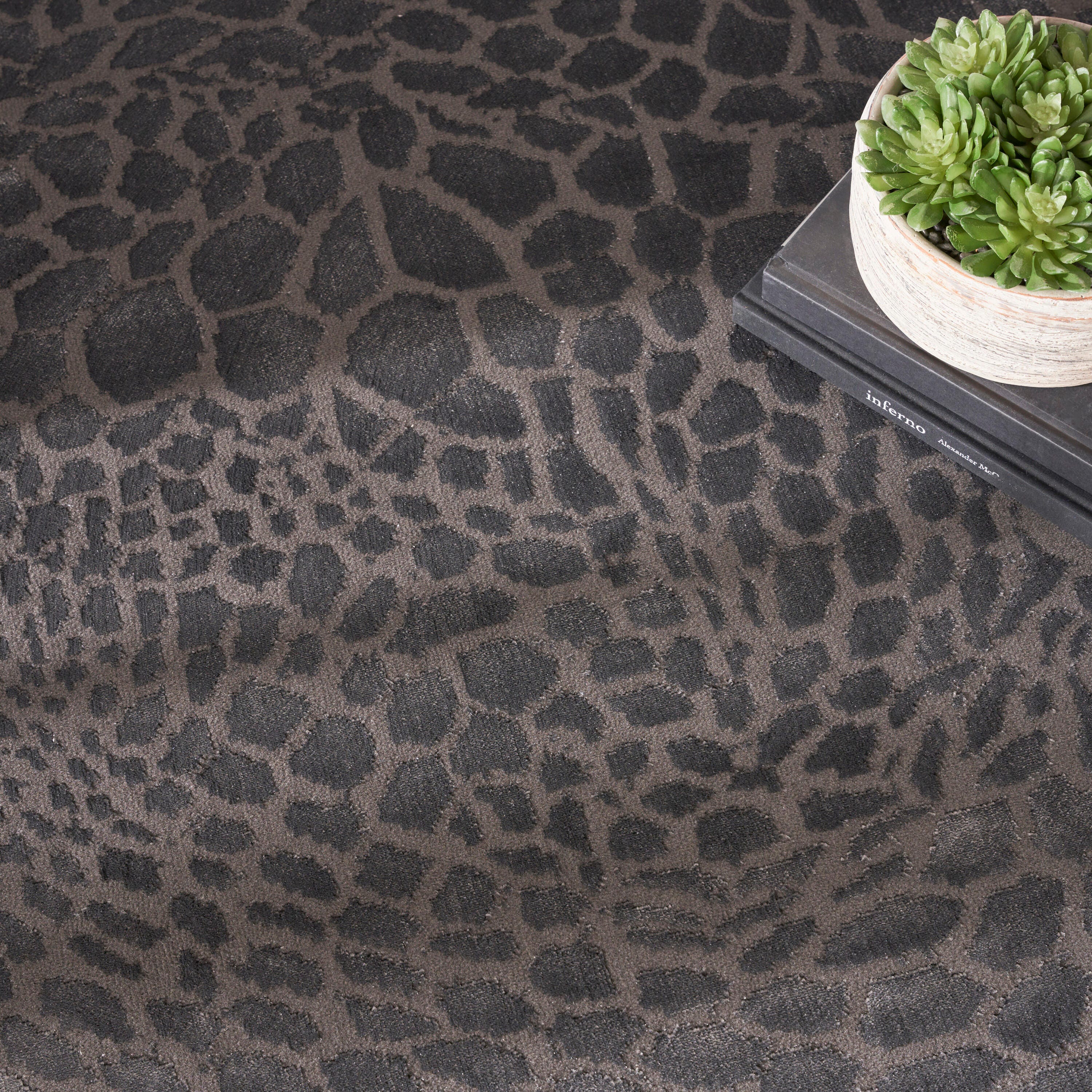 Nourison Home Desire Animal Print 7'10" x 9'10" Area Rug, Charcoal/Gray, large