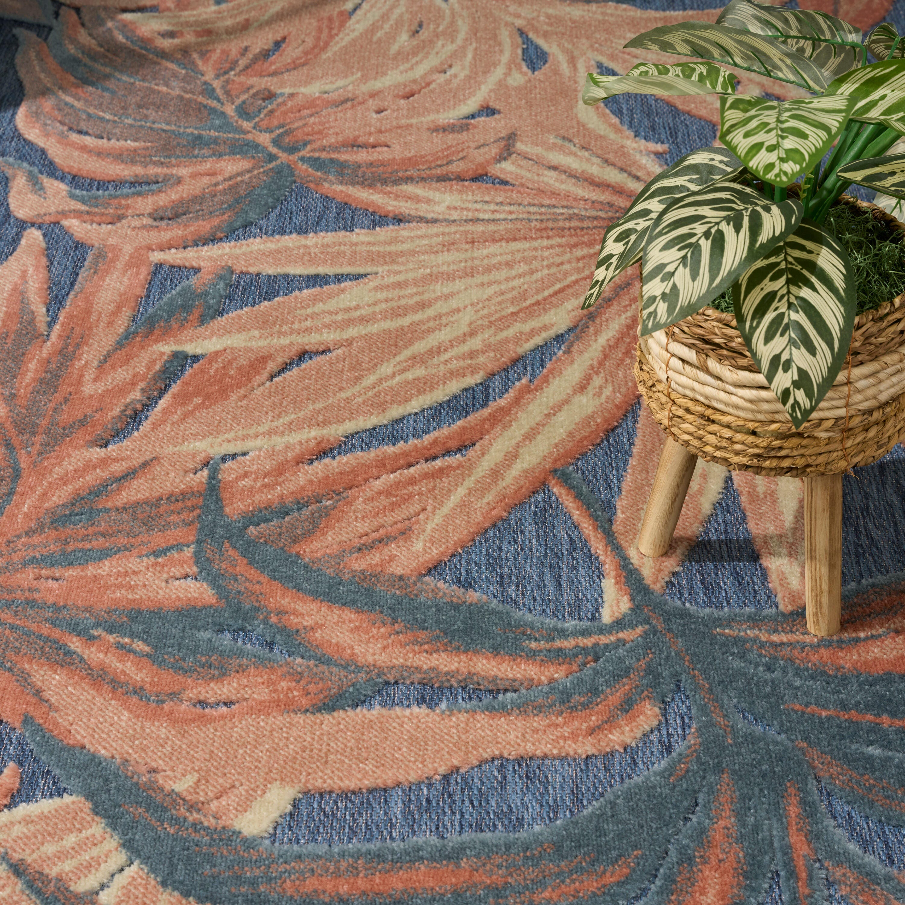 Nourison Home Aloha 5'3" x 7'5" Area Rug, Blue/Rose, large