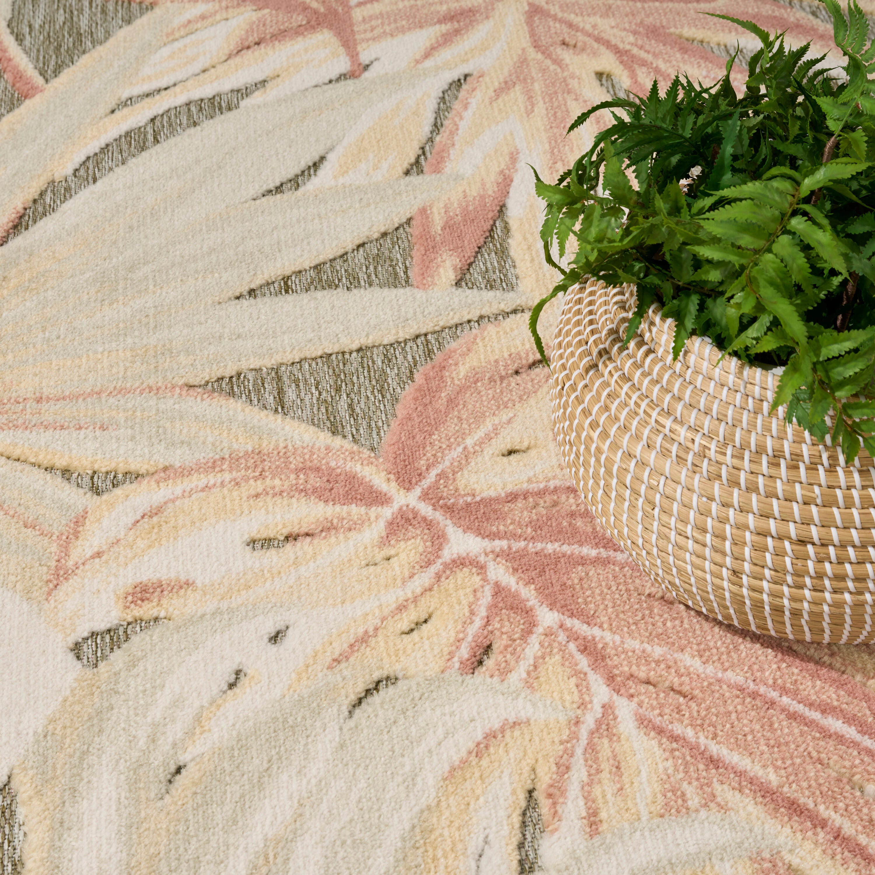 Nourison Home Aloha 5'3" x 7'5" Area Rug, Sage Green/Cream, large