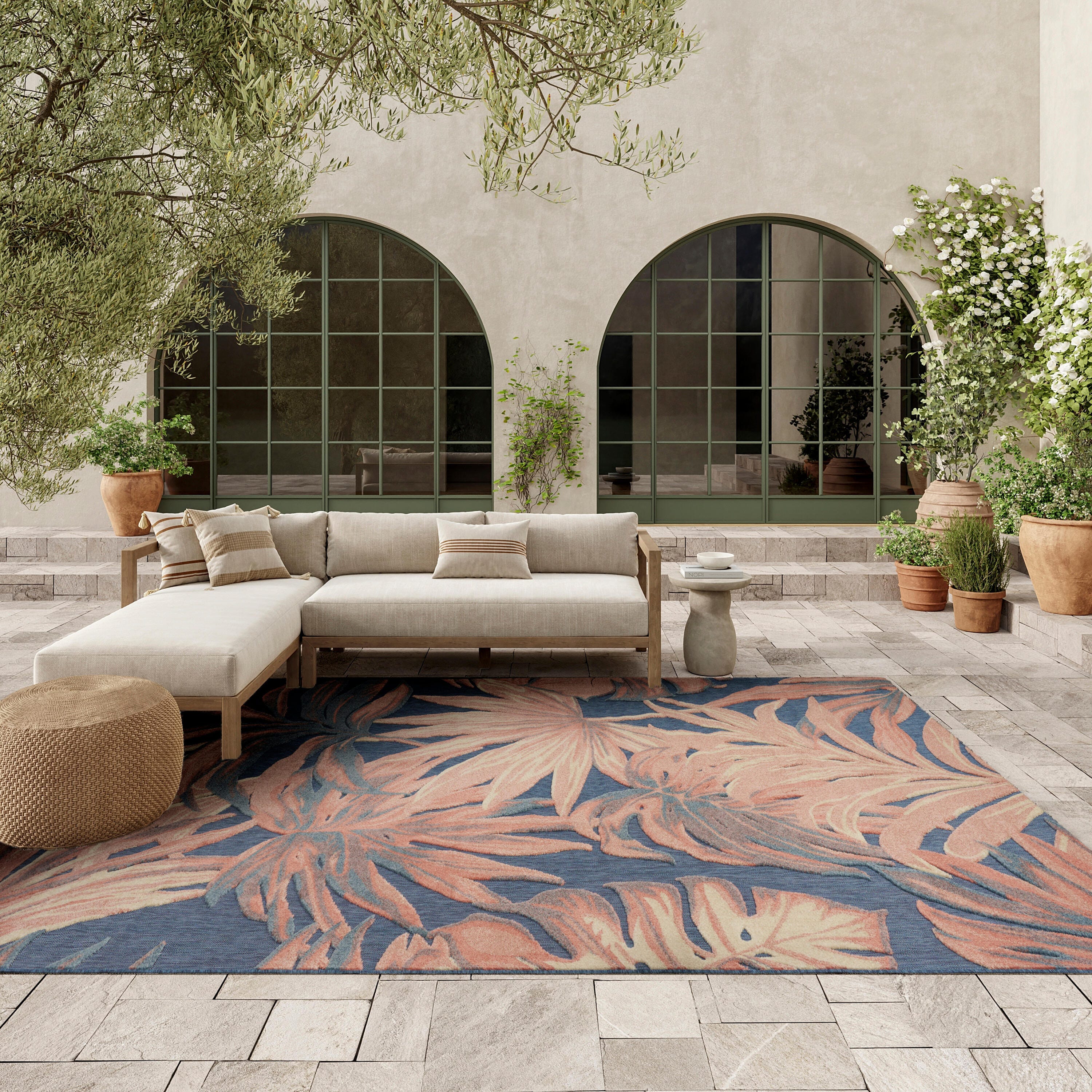 Nourison Home Aloha 7'10" x 10'6" Area Rug, Blue/Rose, rollover