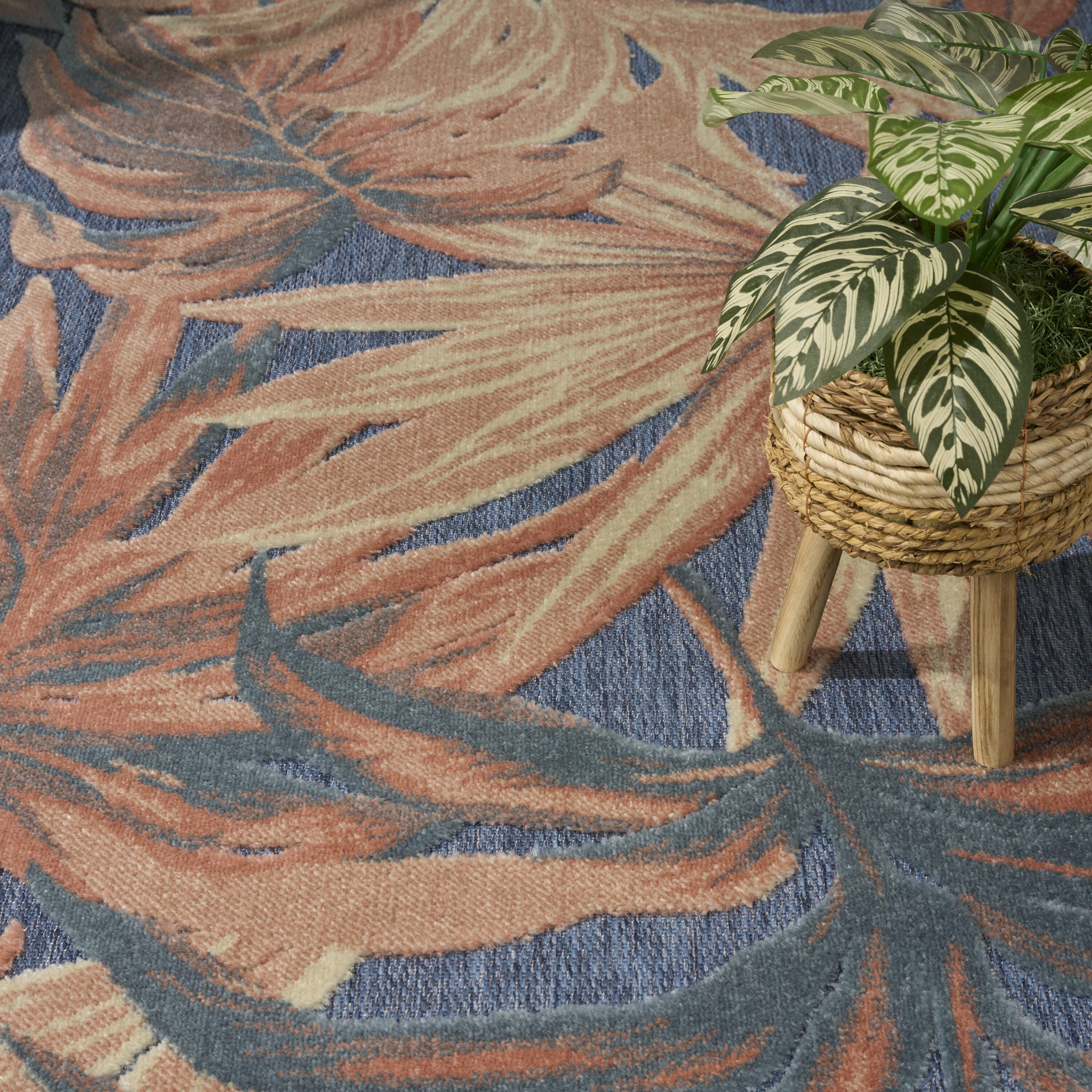 Nourison Home Aloha 7'10" x 10'6" Area Rug, Blue/Rose, large