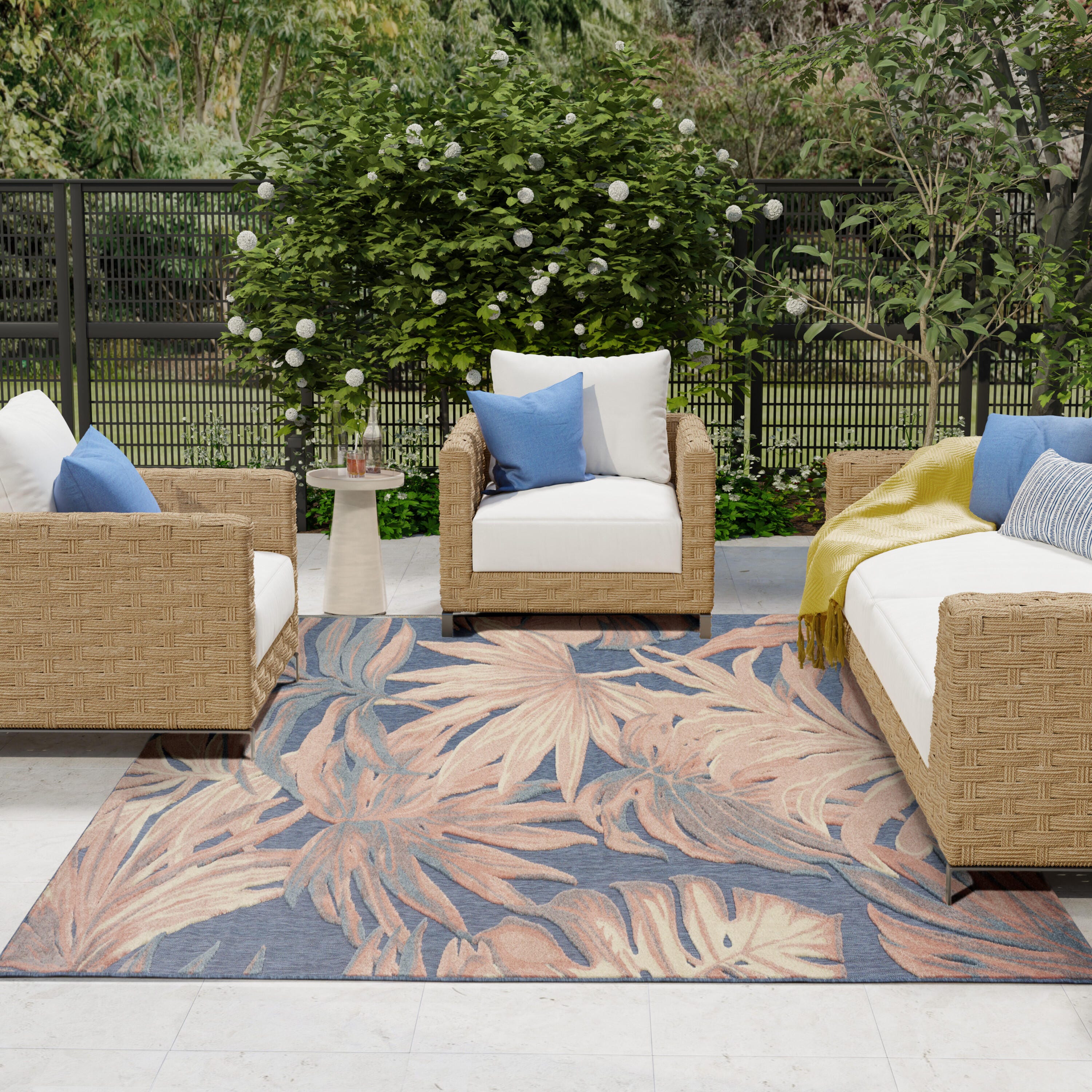 Nourison Home Aloha 7'10" x 10'6" Area Rug, Blue/Rose, large