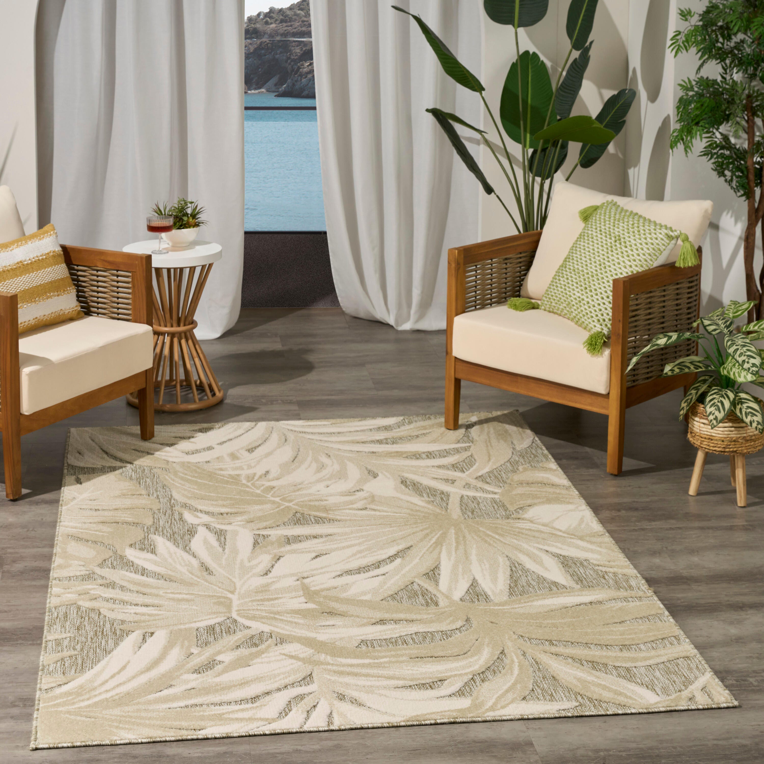 Nourison Home Aloha 3'6" x 5'6" Accent Rug, Ivory/Sage, large