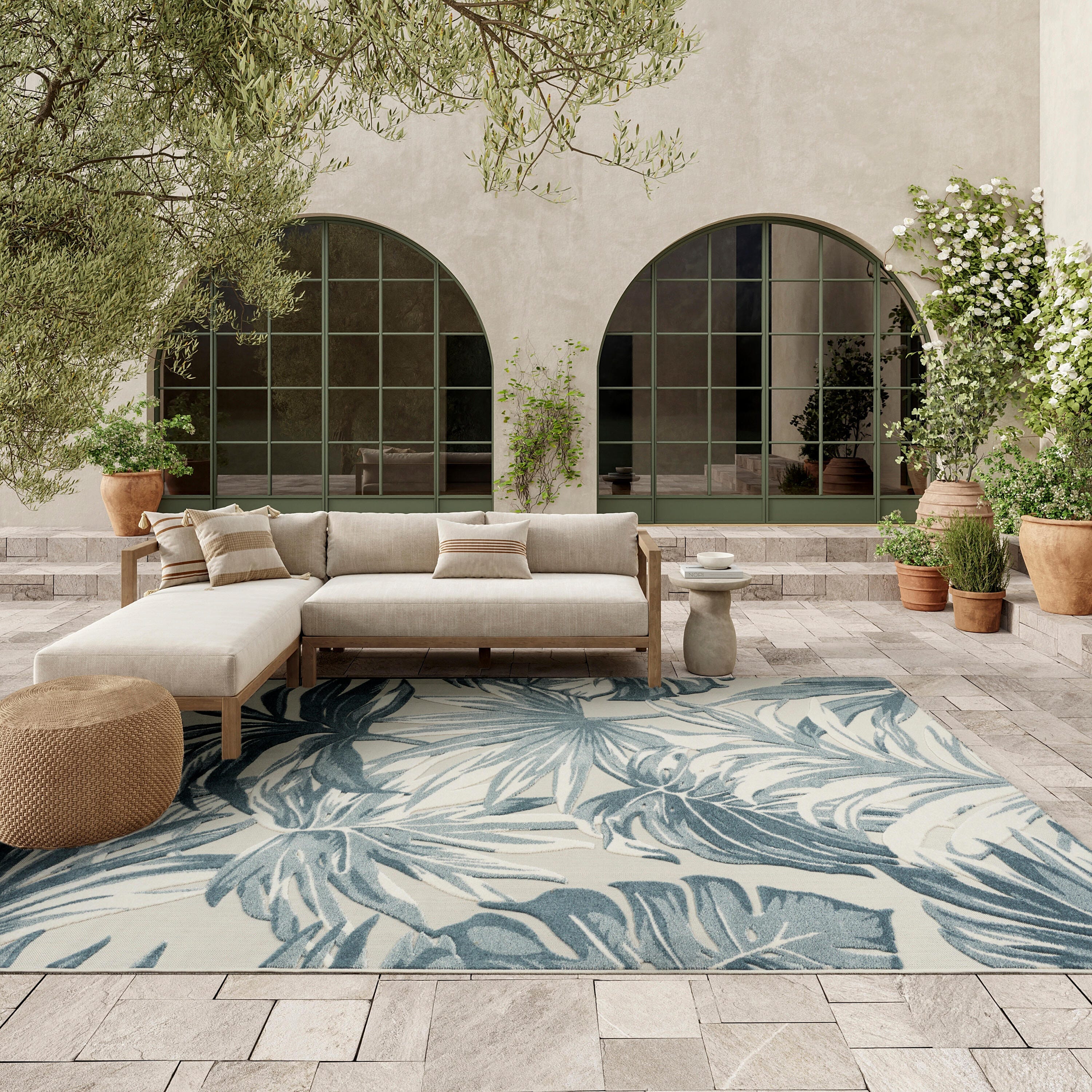 Nourison Home Aloha 7'10" x 10'6" Area Rug, Ivory/Blue, large