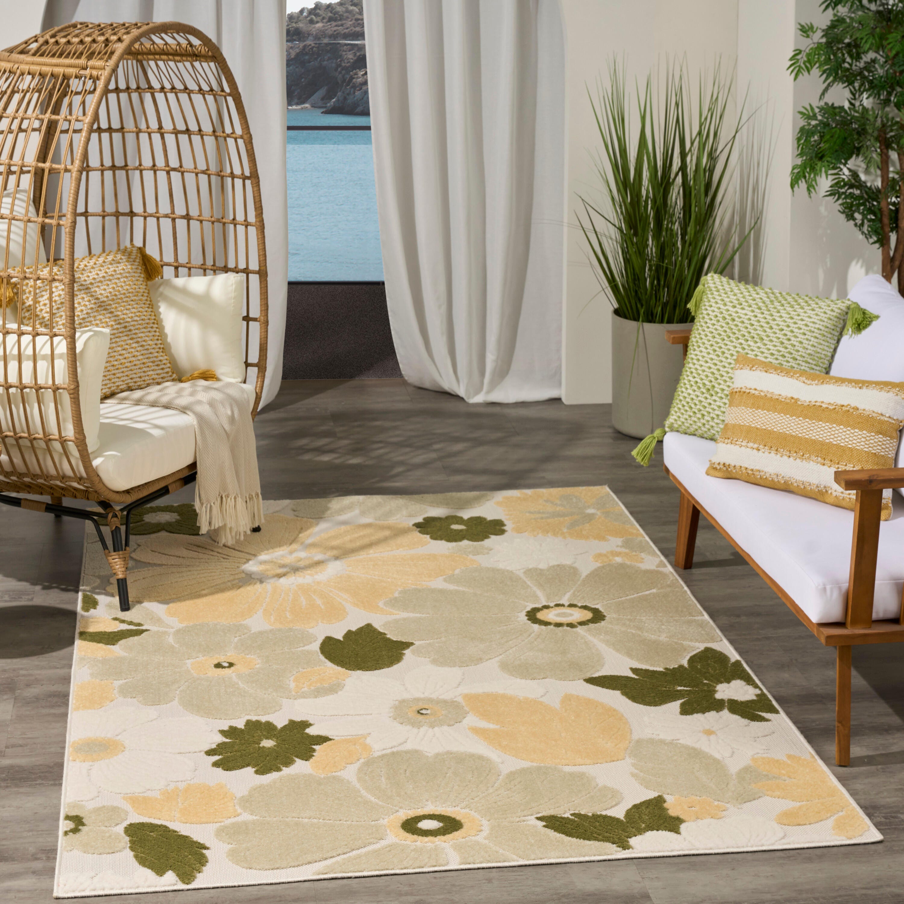 Nourison Home 5'3" x 7'5" Area Rug, Ivory/Green, large