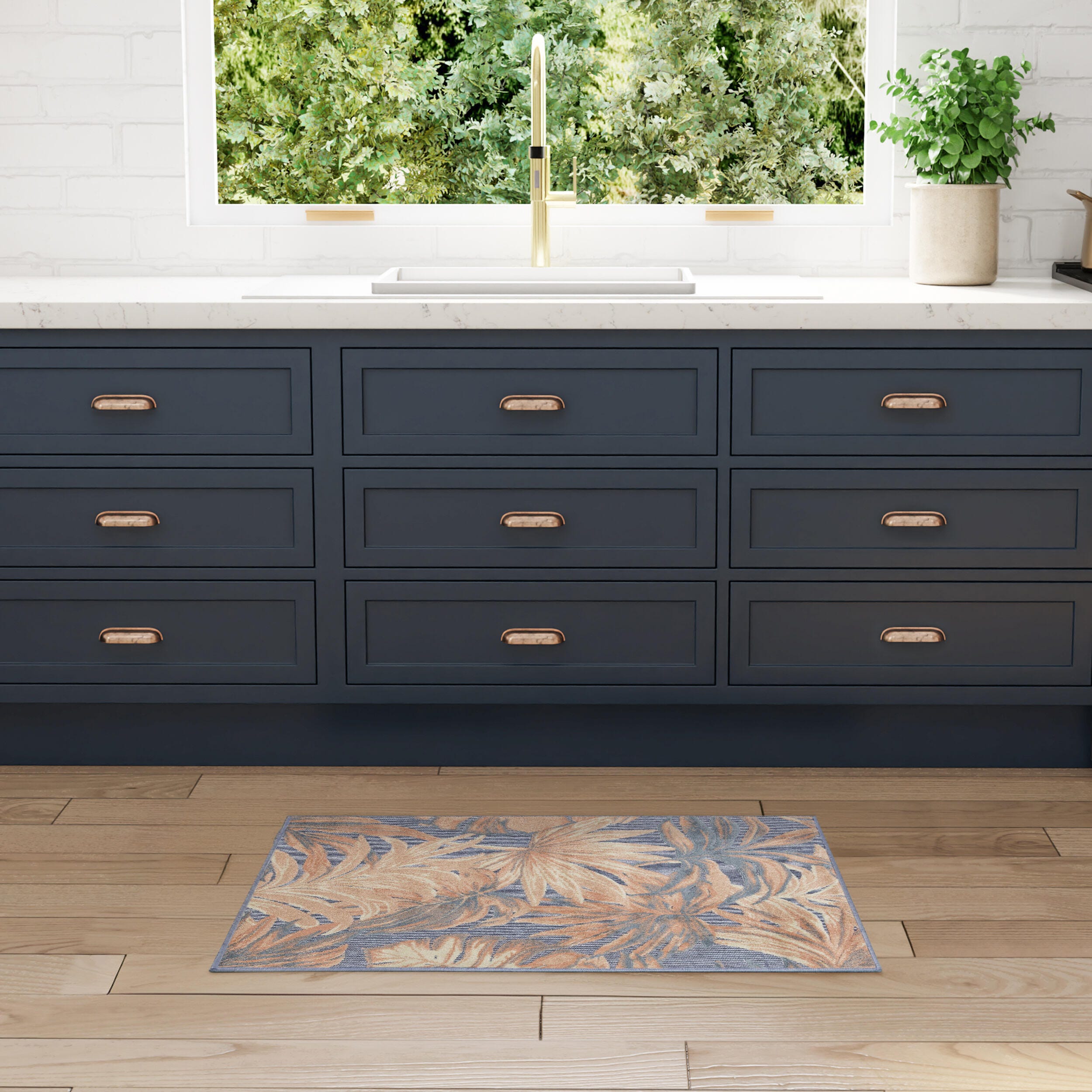 Nourison Home Aloha 2'8" x 4' Accent Rug, Blue/Rose, rollover