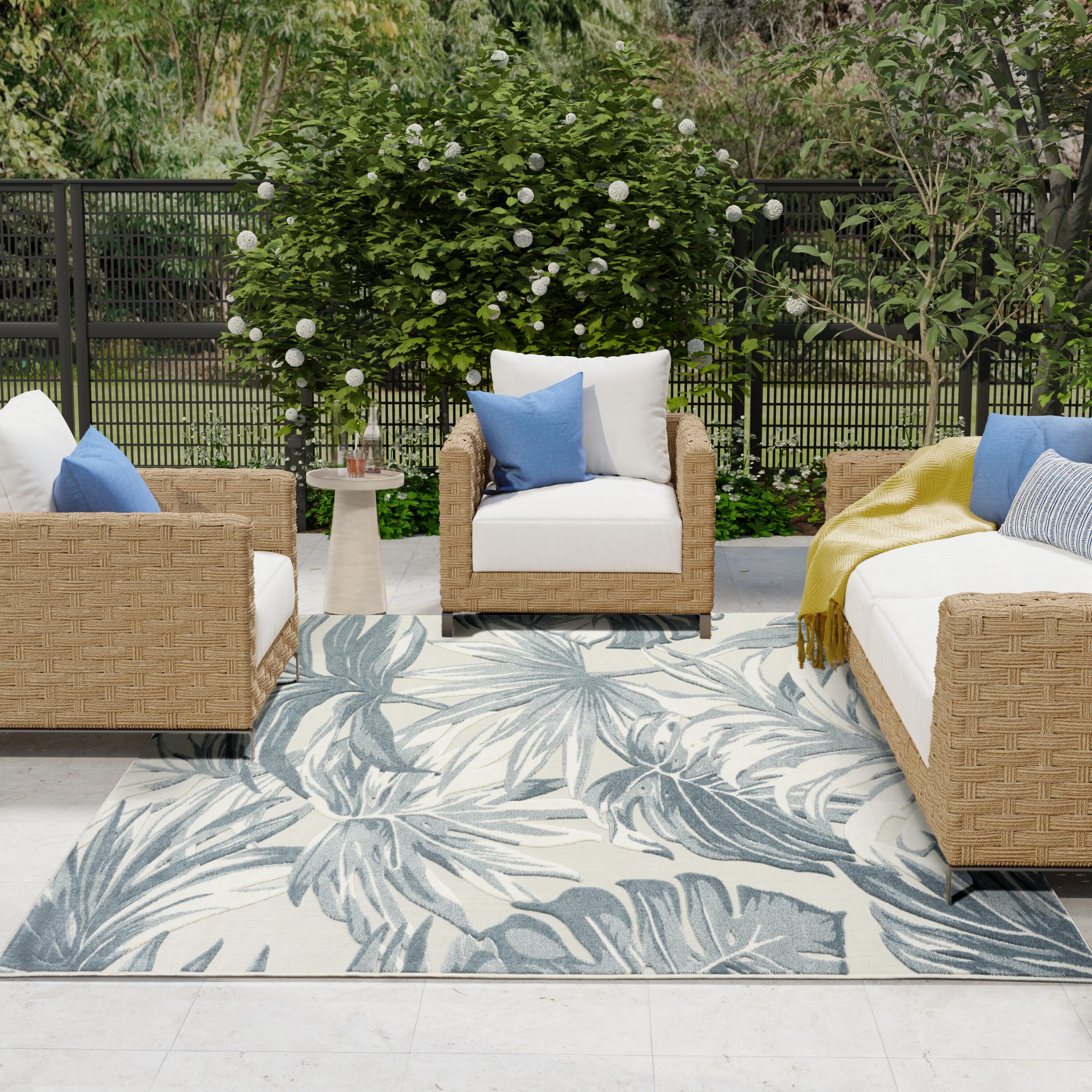 Nourison Home Aloha 9' x 12' Area Rug, Ivory/Blue, large