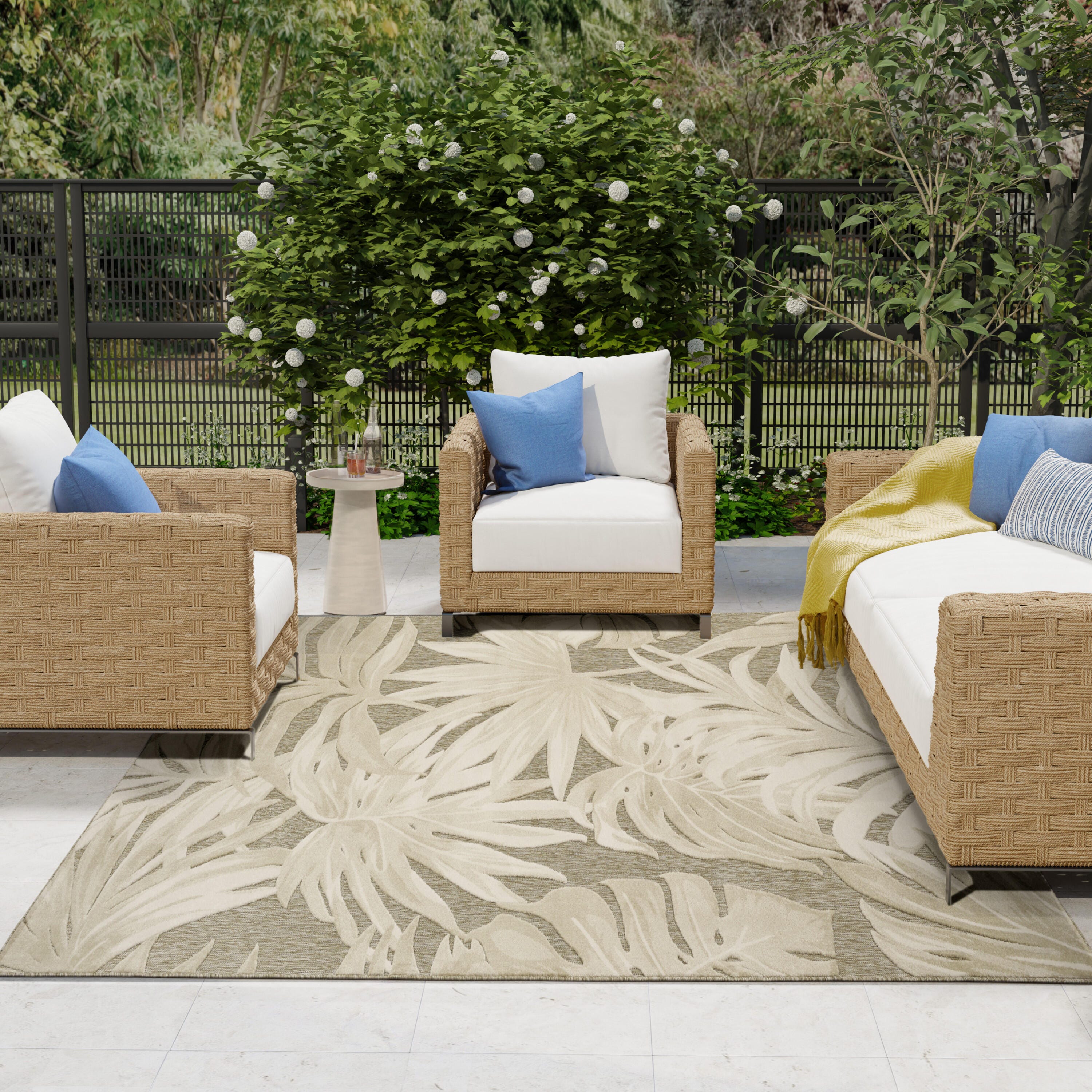 Nourison Home Aloha 7'10" x 10'6" Area Rug, Ivory/Sage, large