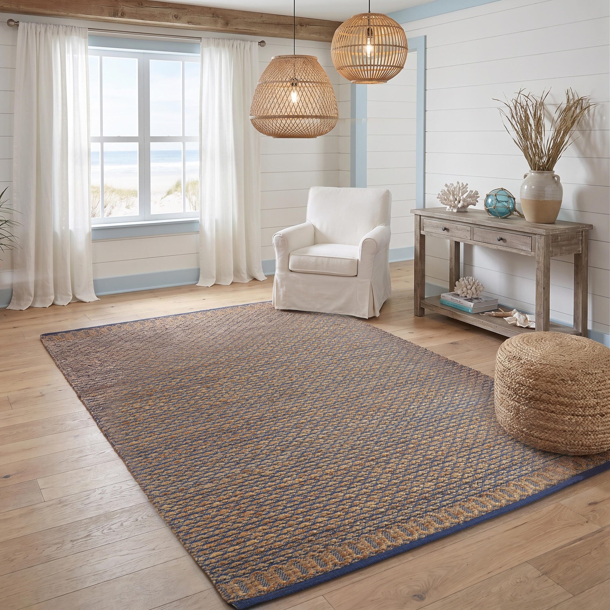 Suvii Home Willow 5' x 7' Area Rug, Beige/Dark Green, rollover