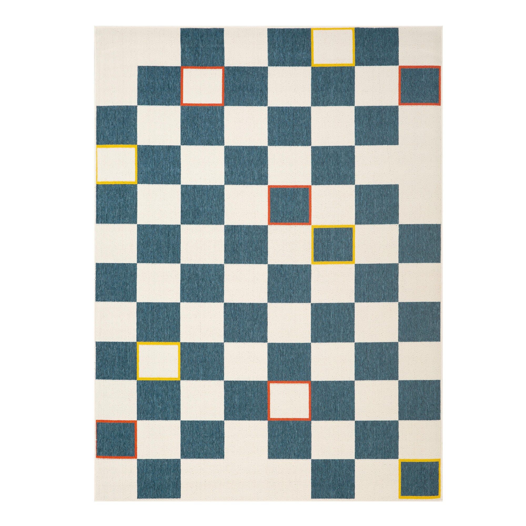 Suvii Home Harrow Checkered 5' x 7' Area Rug, Navy/White, large