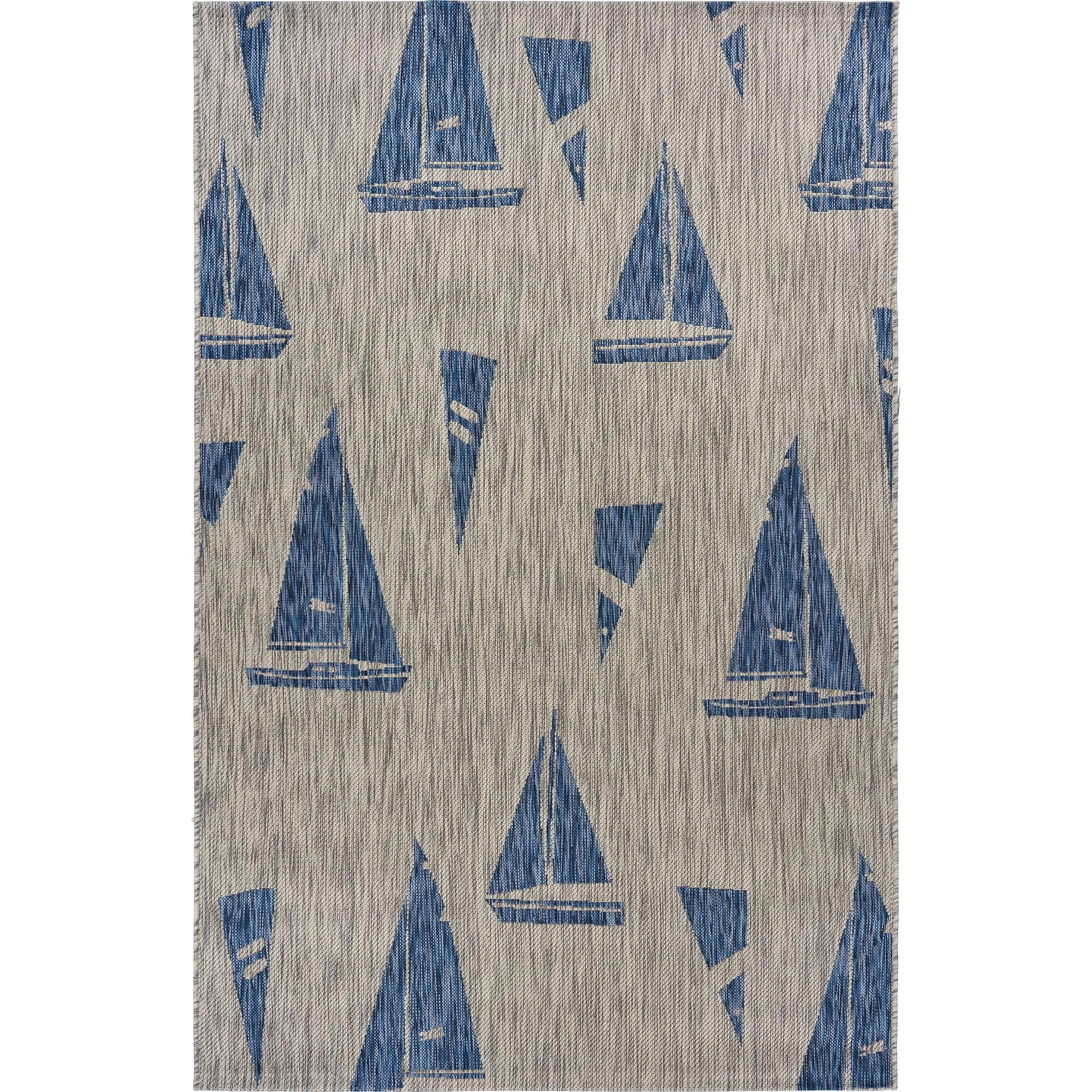 Suvii Home Colorblock 5' x 7' Area Rug, Gray/Blue, large
