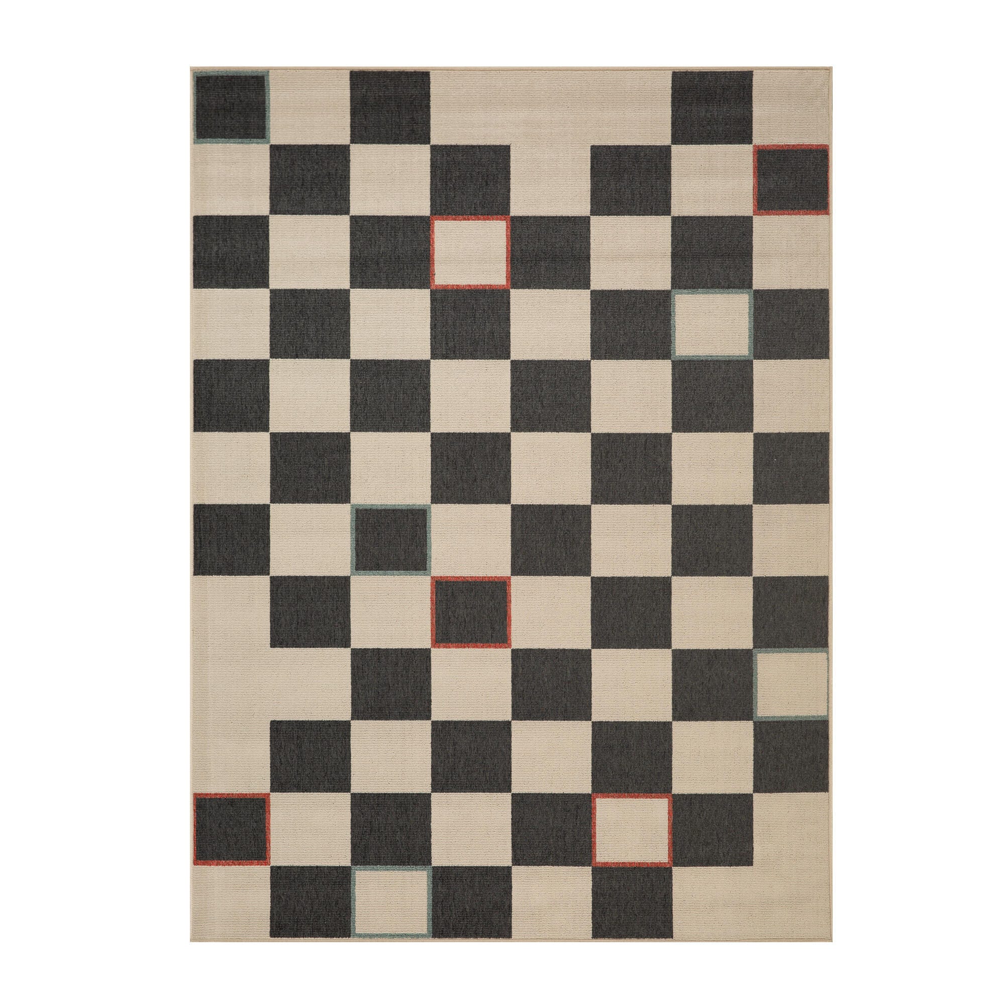 Suvii Home Harrow Checkered 8' x 10' Area Rug, Black/Ivory, large