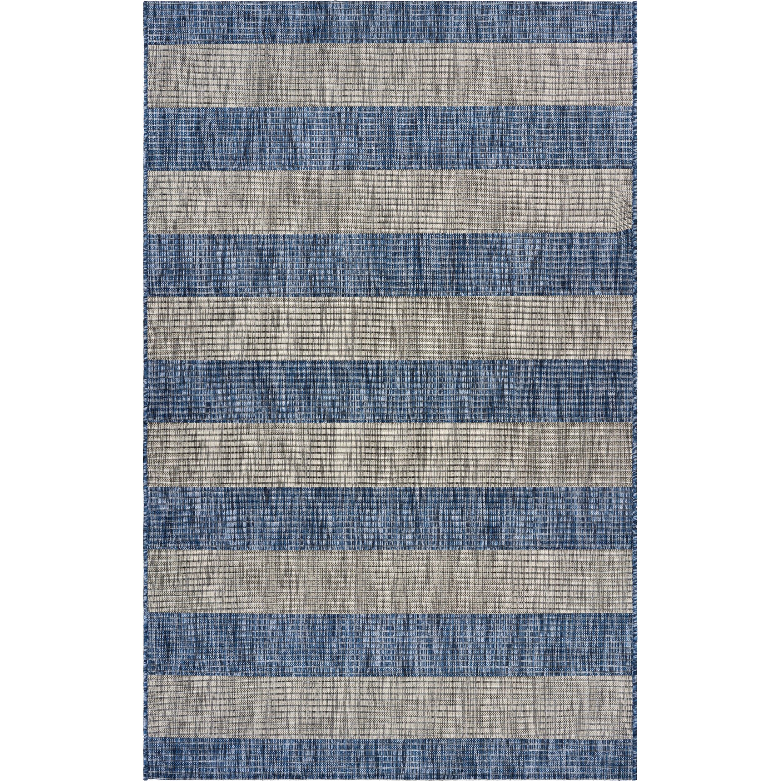 Suvii Home Ember Striped 8' x 10'Area Rug, Navy Blue/Gray, large