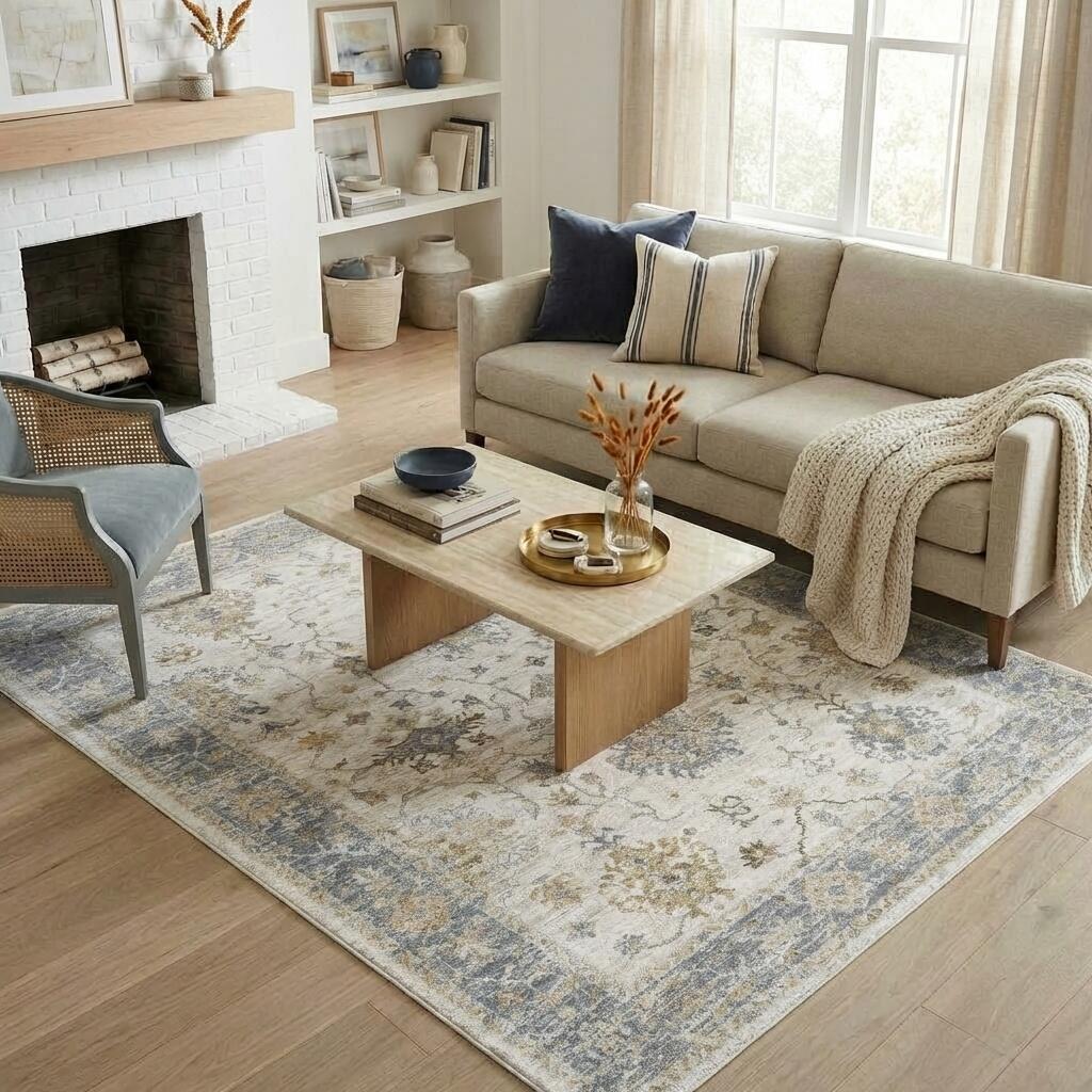 Suvii Home Summit 5' x 8' Area Rug, Bleach/Gray, rollover