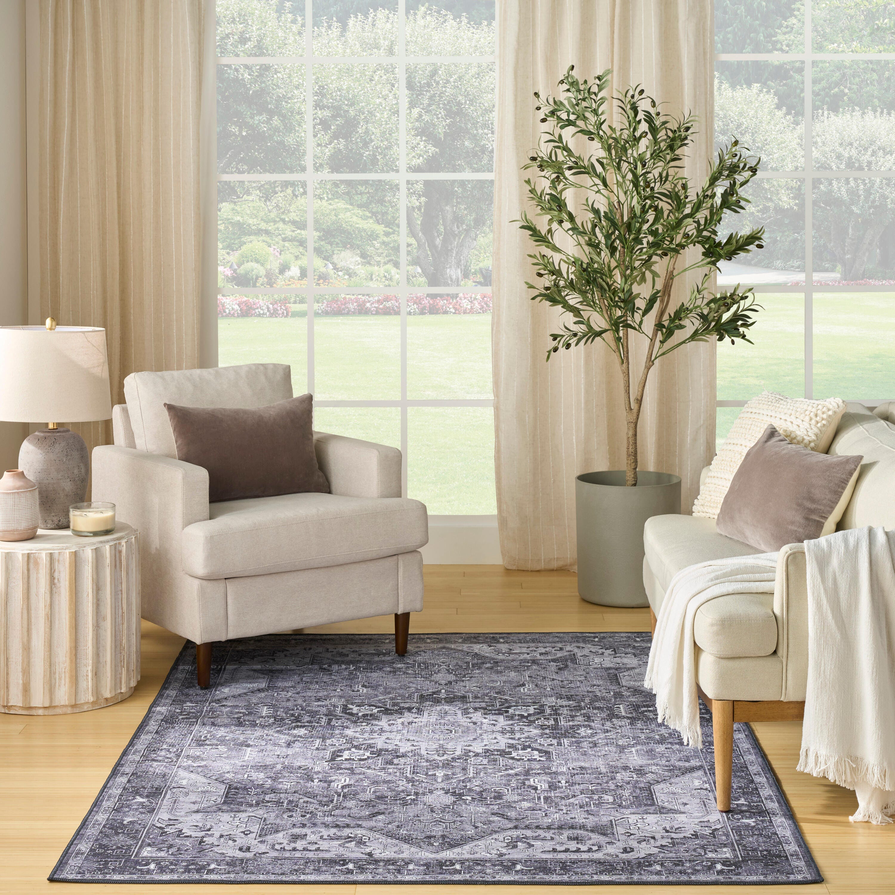 Nourison Home Persian 4' x 6' Area Rug, Gray, large