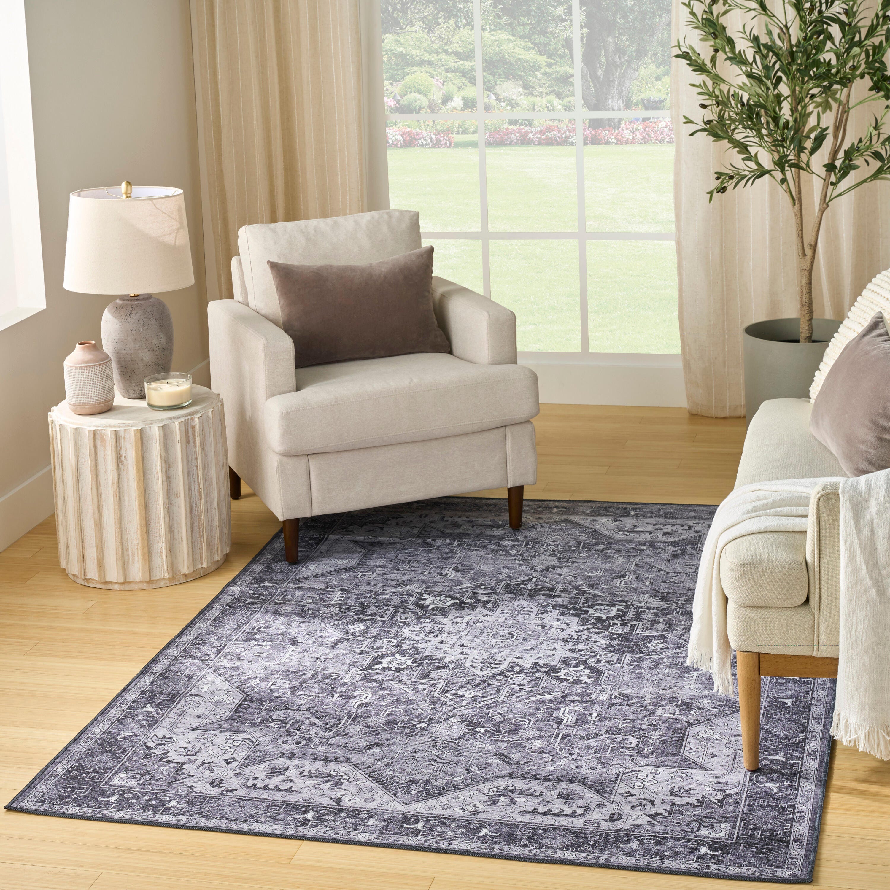 Nourison Home Persian 5'2" x 7' Area Rug, Gray, rollover