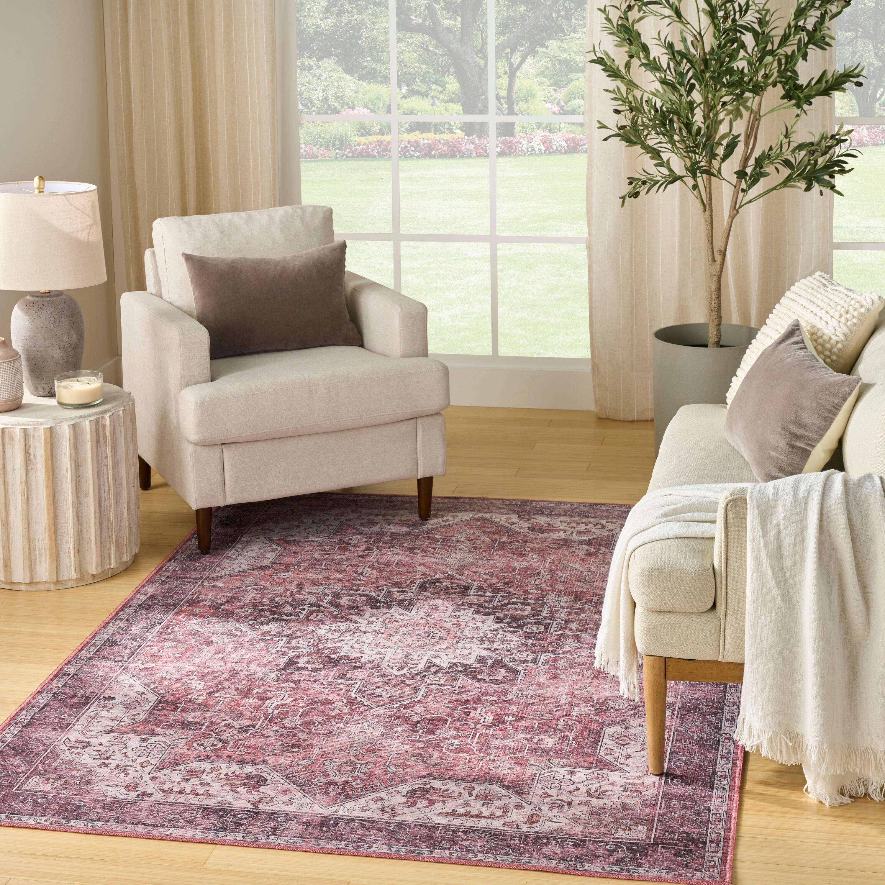 Nourison Home Persian Area Rug, Red, rollover
