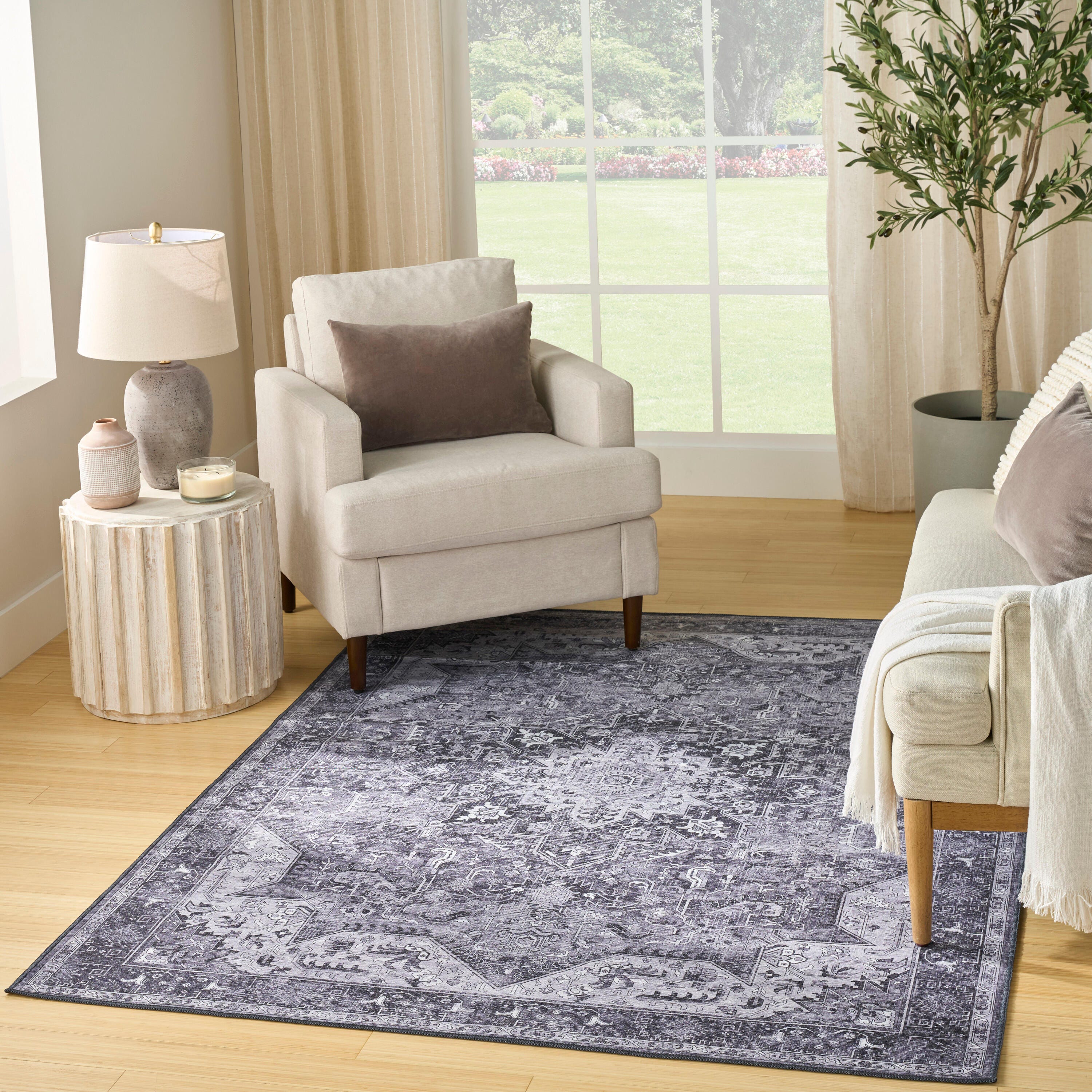 Nourison Home Persian 6' x 9' Area Rug, Gray, rollover