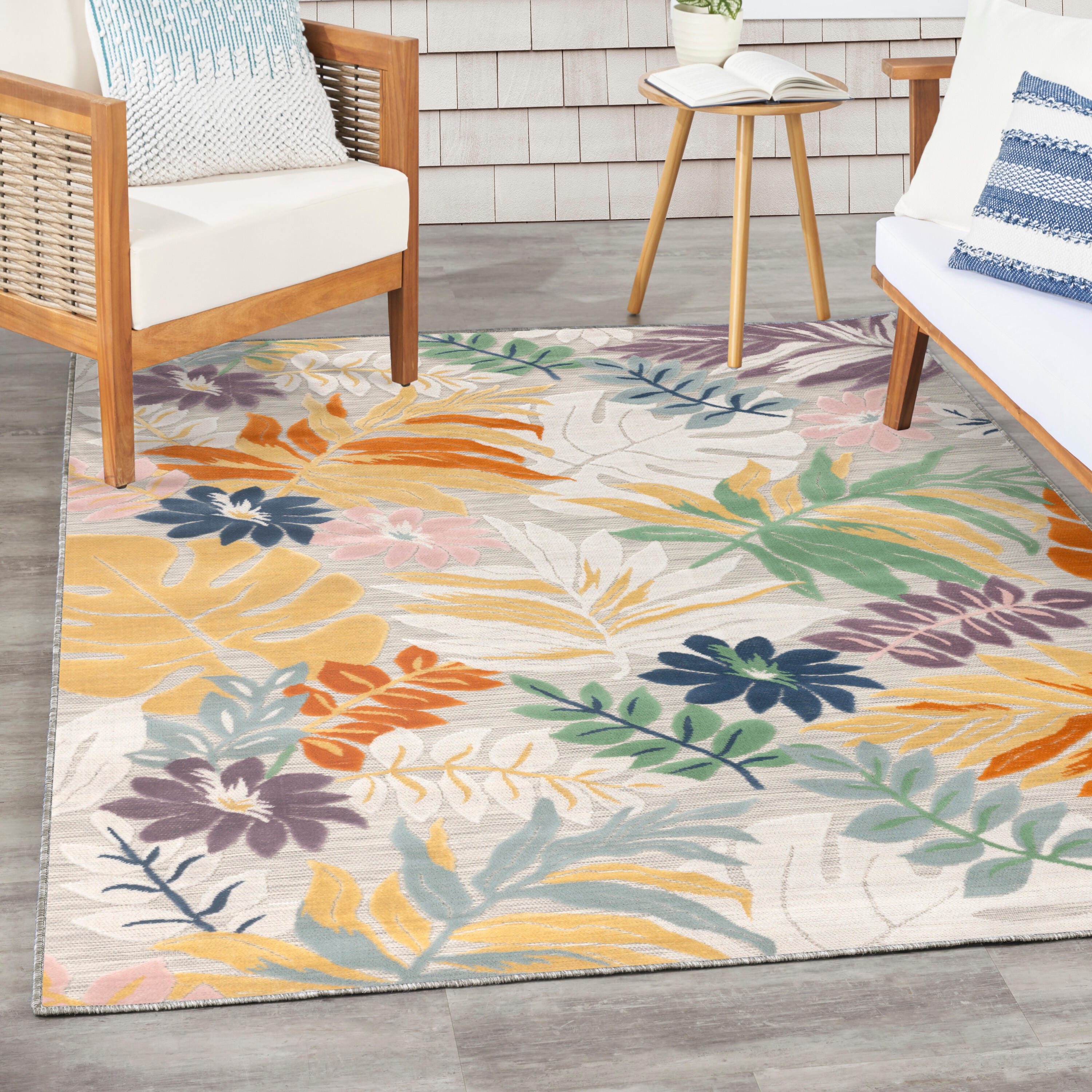 Nourison Home Suncoast Indoor/Outdoor 4' x 6' Accent Rug, Orange/Yellow/Green