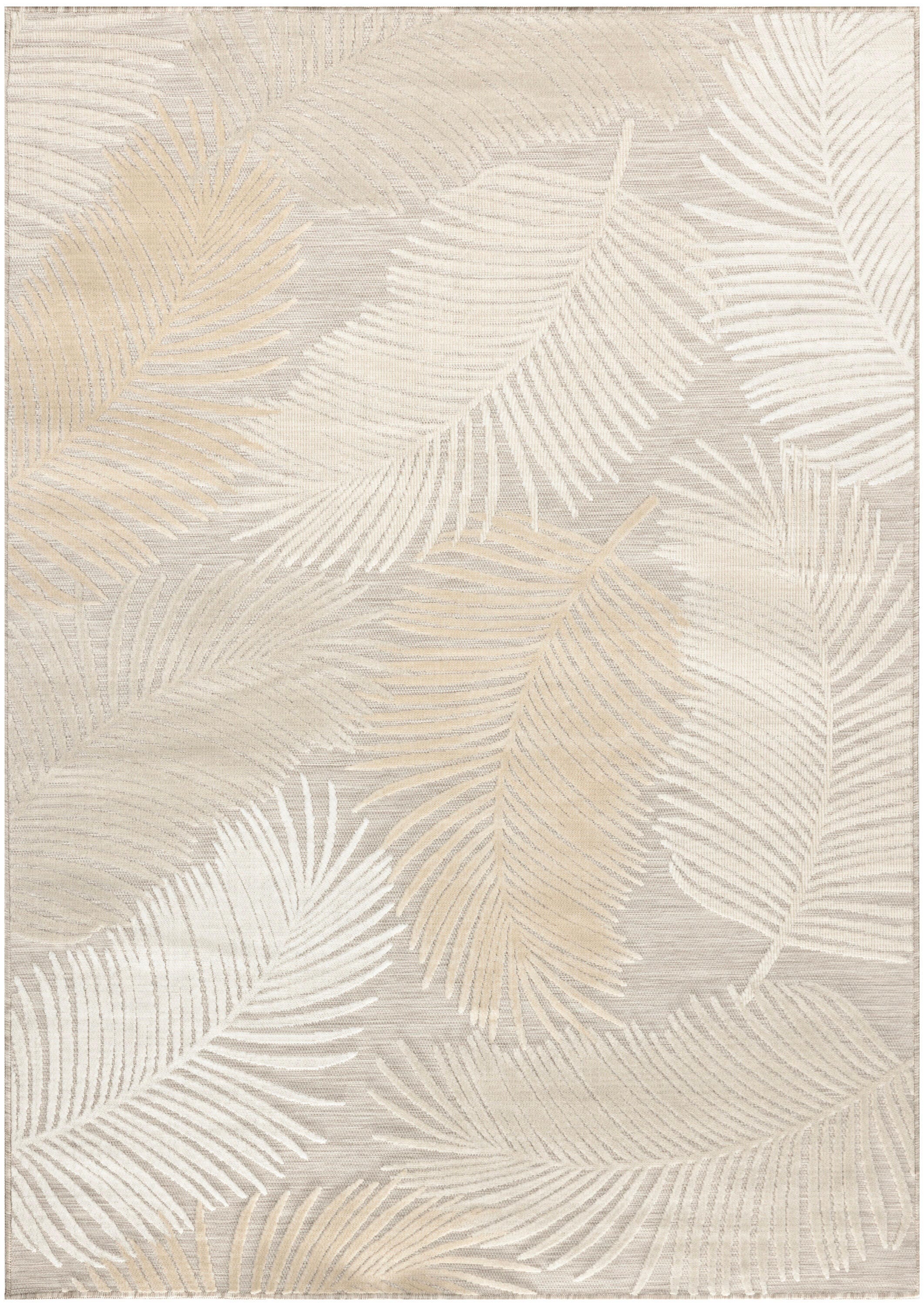 Nourison Home Suncoast Botanical Leaf  4' x 6' Accent Rug, Beige, large