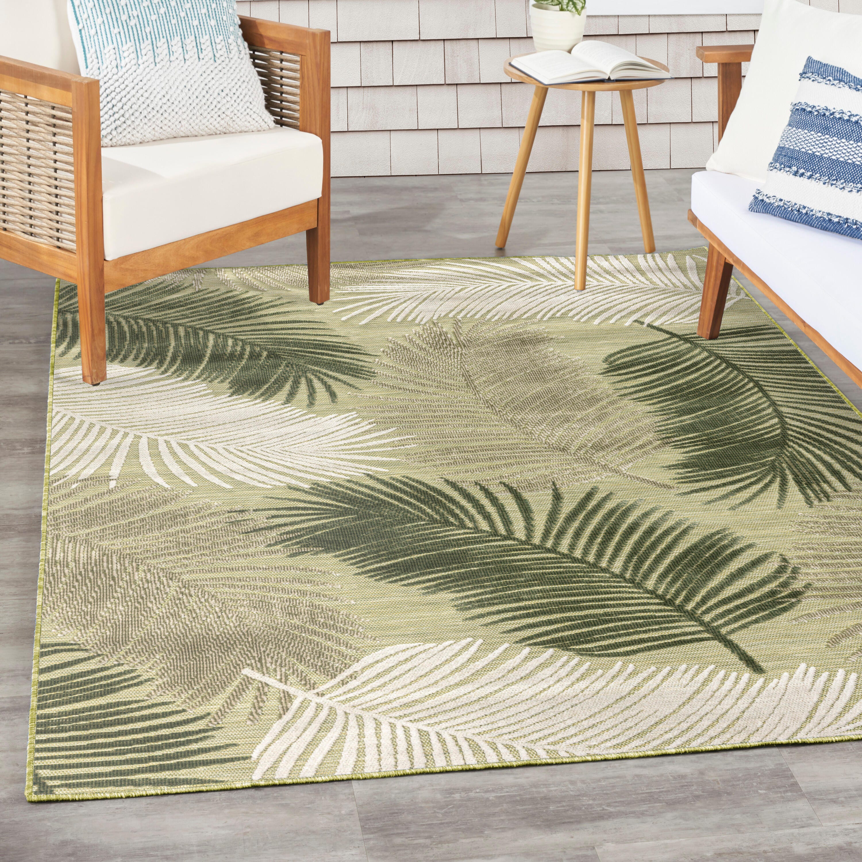 Nourison Home Suncoast Botanical Leaf  5'3" x 7'3" Area Rug, Green, rollover