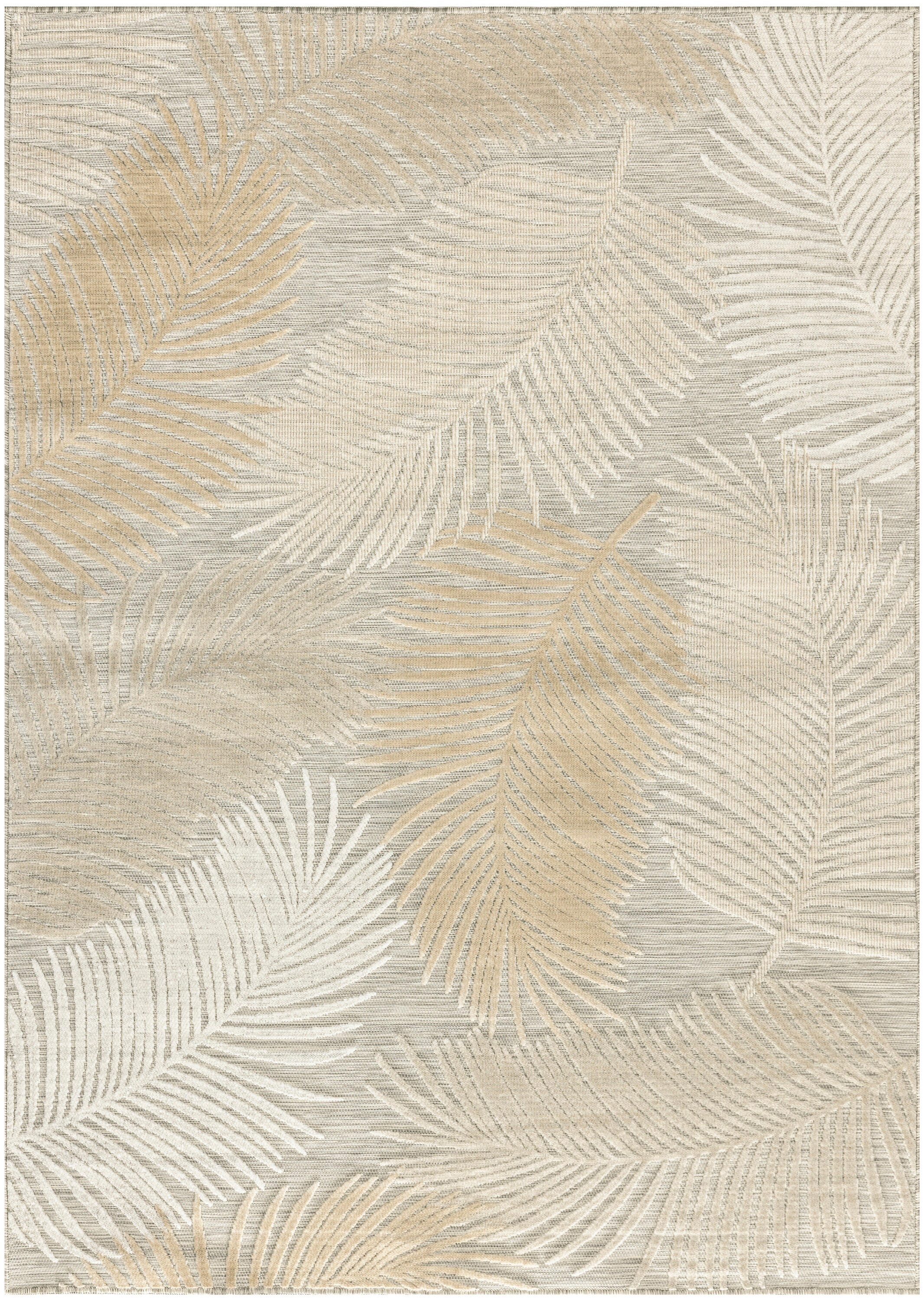 Nourison Home Suncoast Botanical Leaf  5'3" x 7'3" Area Rug, Gray, large
