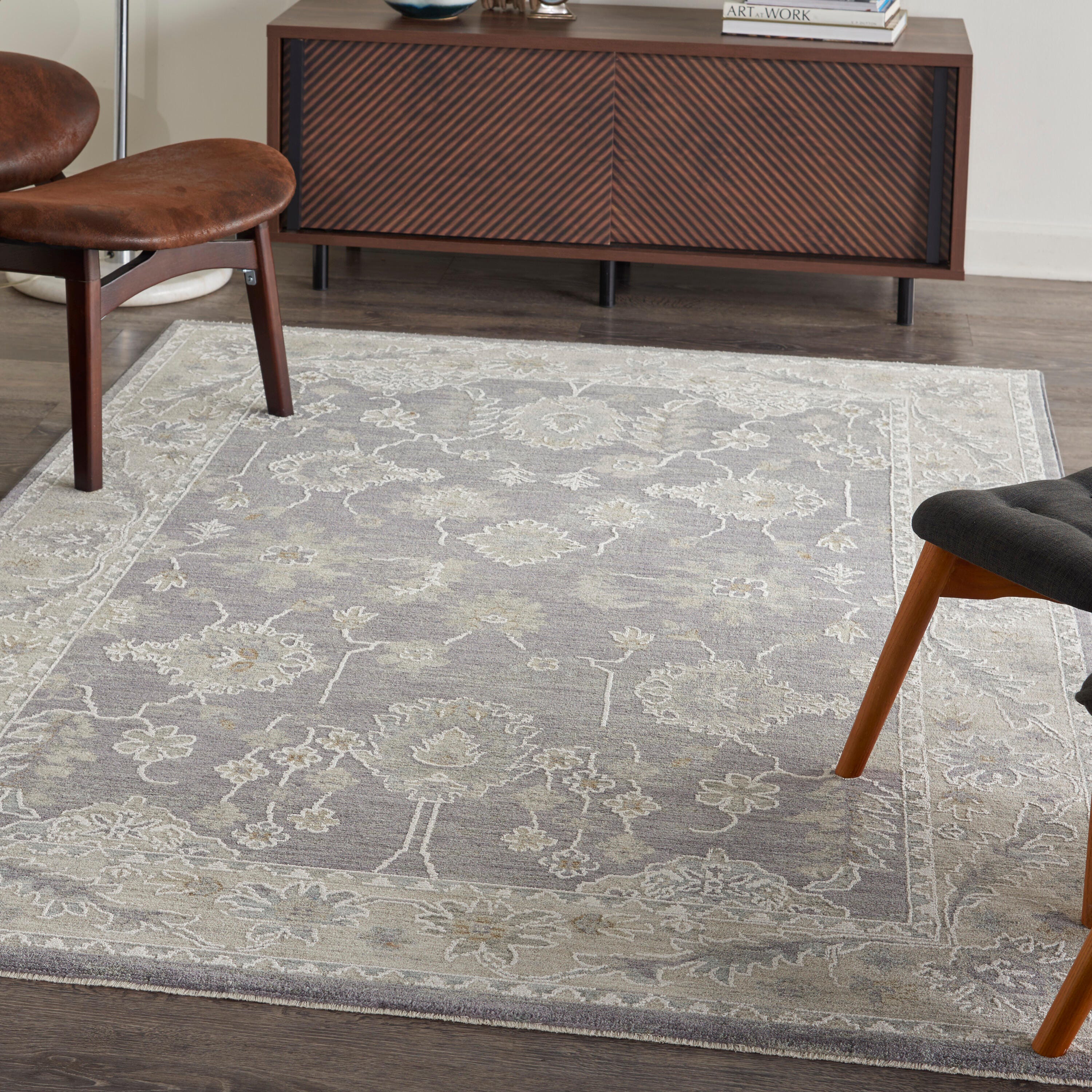 Nourison Home Infinite Blossoms 5'3" x 7'8" Area Rug, Gray/Cream, rollover