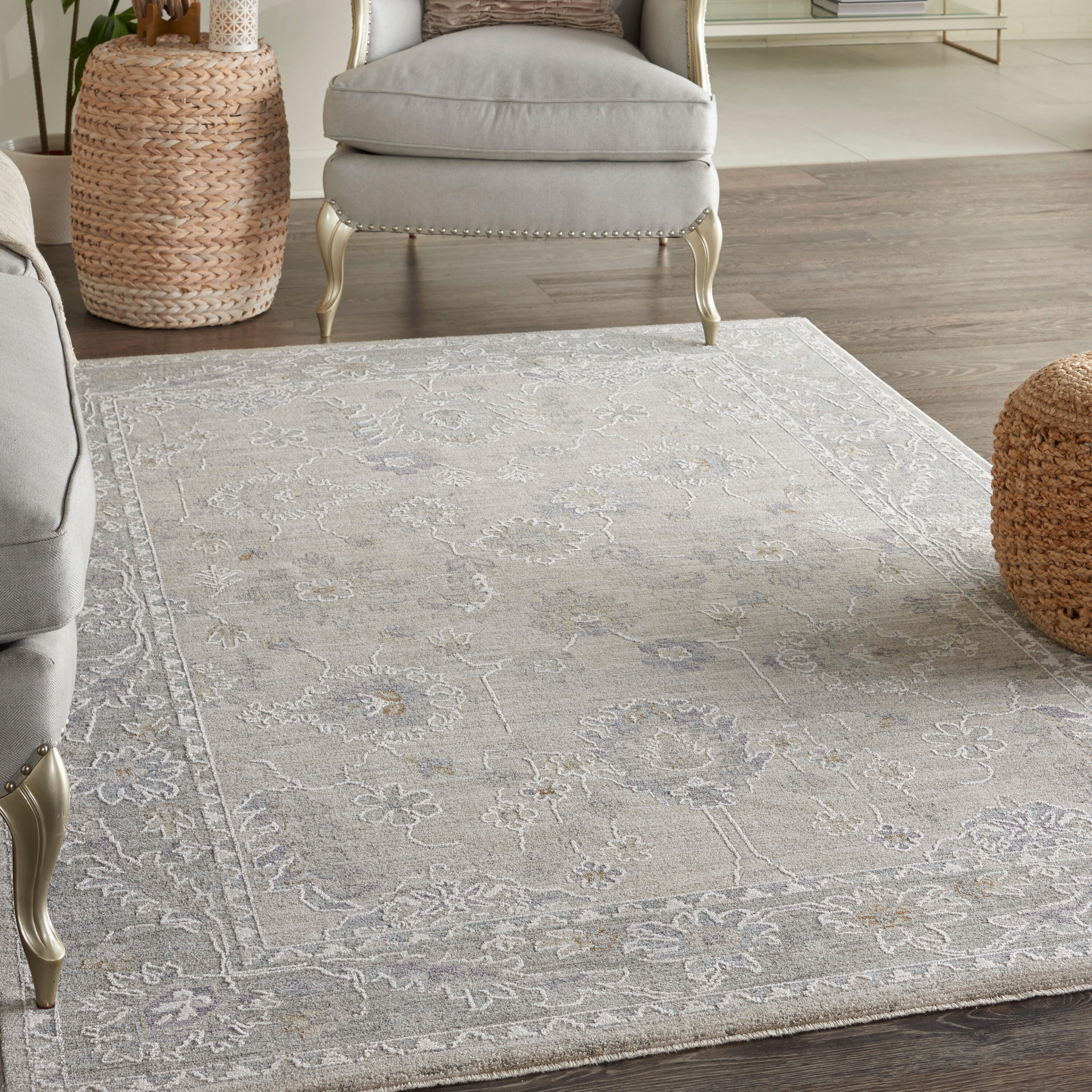 Nourison Home Infinite Blossoms 3'11" x 5'11" Area Rug, Light Gray/Beige, rollover