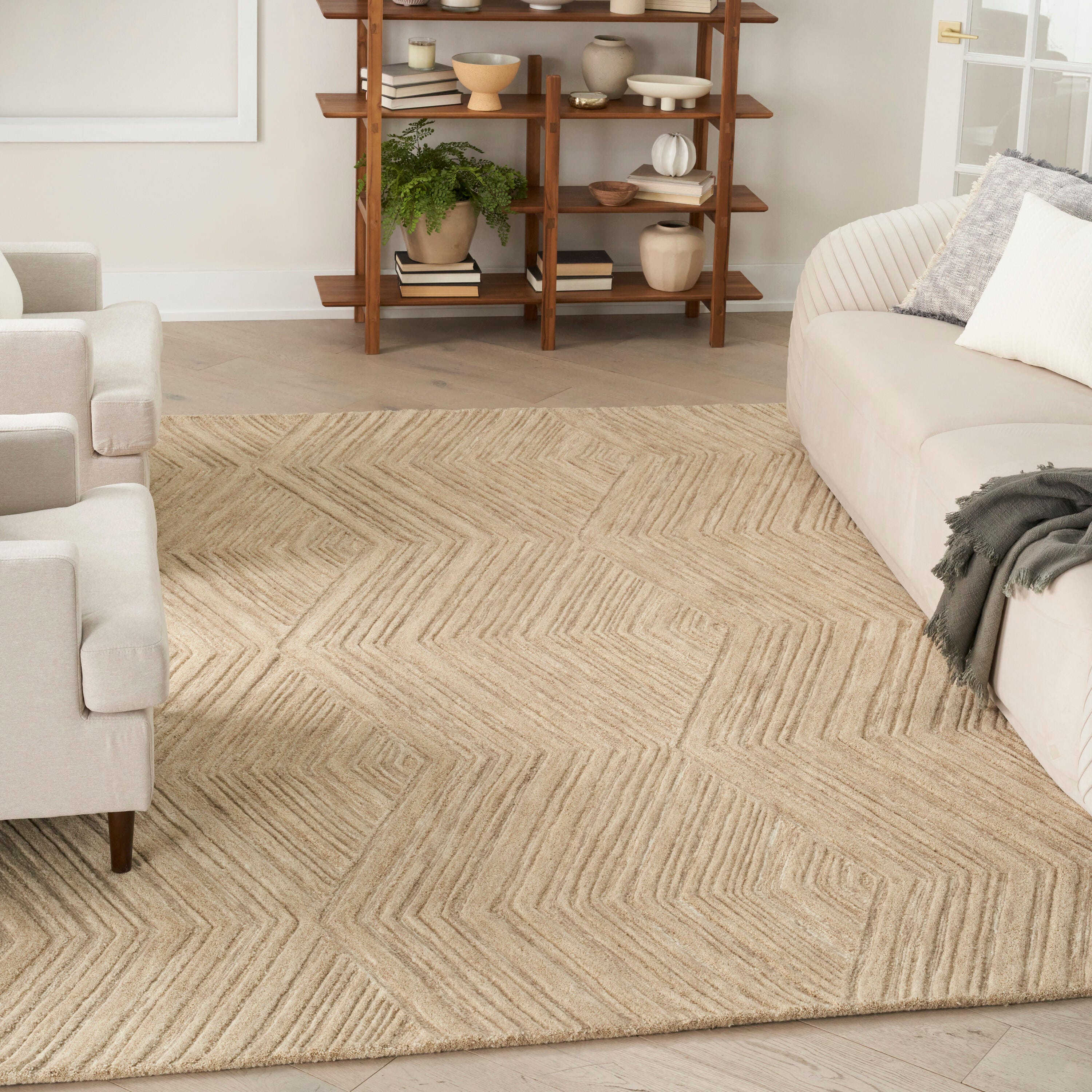 Nourison Home Graceful Geometric 3'9" x 5'9' Accent Rug, Taupe, rollover
