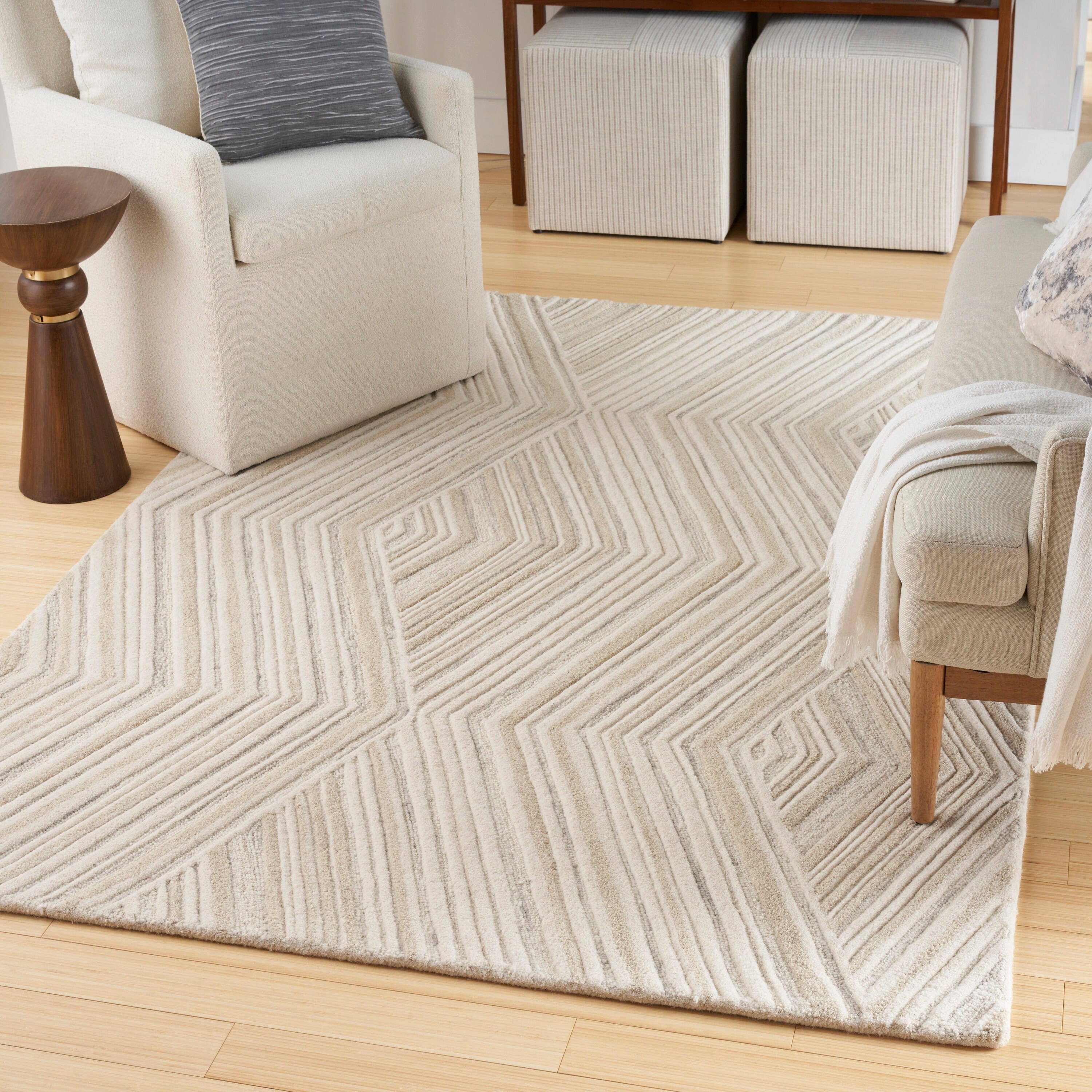 Nourison Home Graceful Textured 5'3" x 7'3" Area Rug, Ivory, rollover