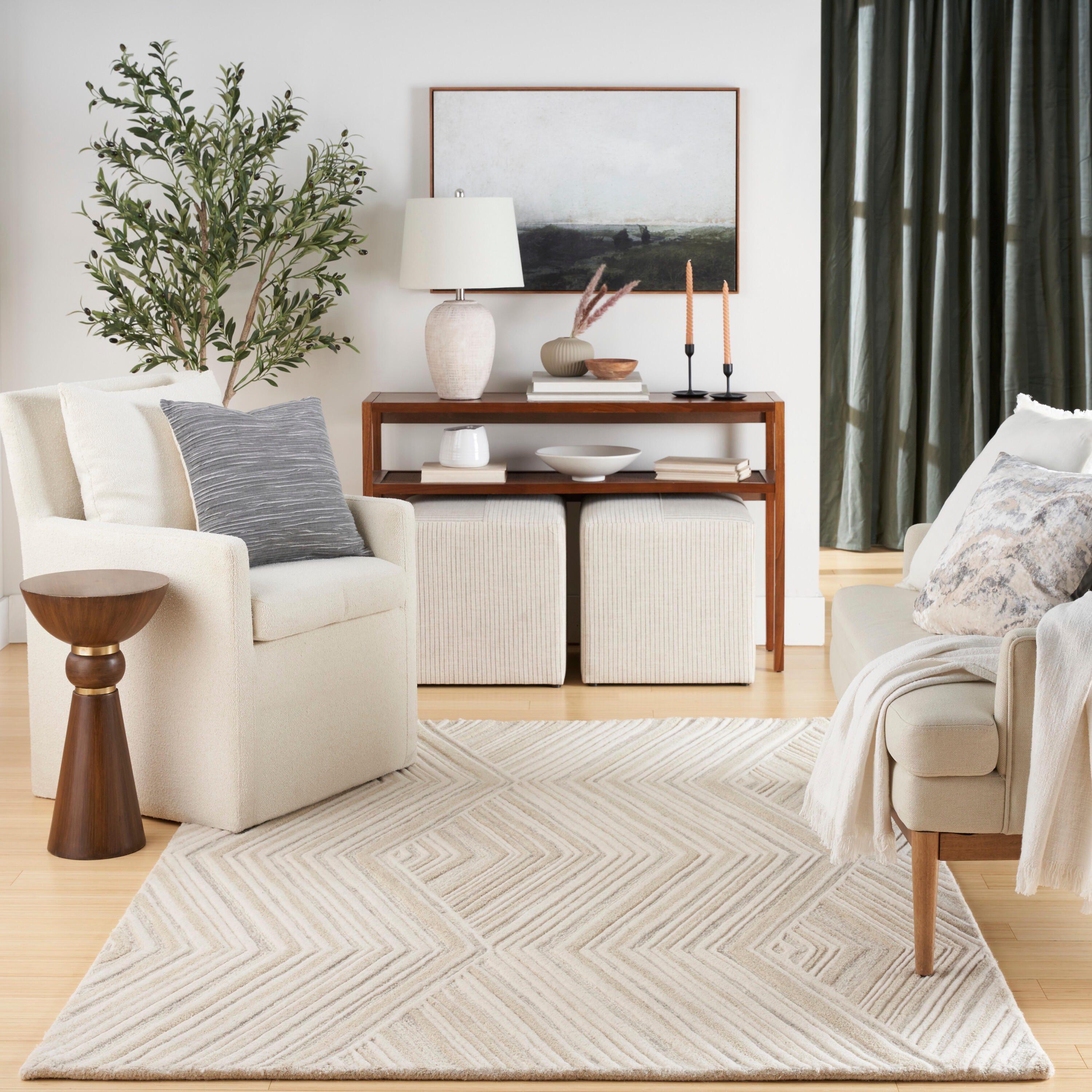 Nourison Home Graceful Textured 5'3" x 7'3" Area Rug, Ivory, large