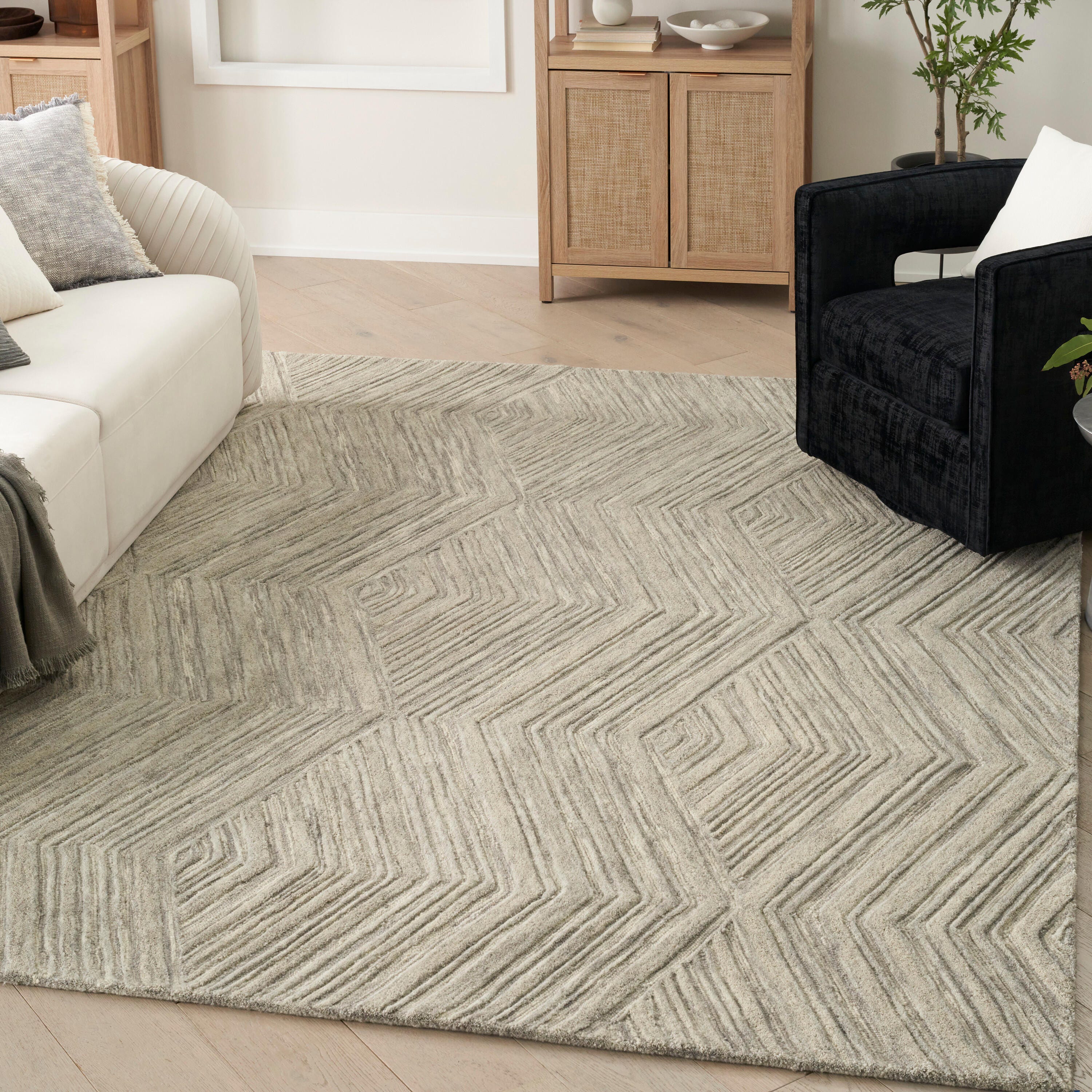 Nourison Home Graceful Geometric 5'3" x 7'3" Area Rug, Gray, rollover