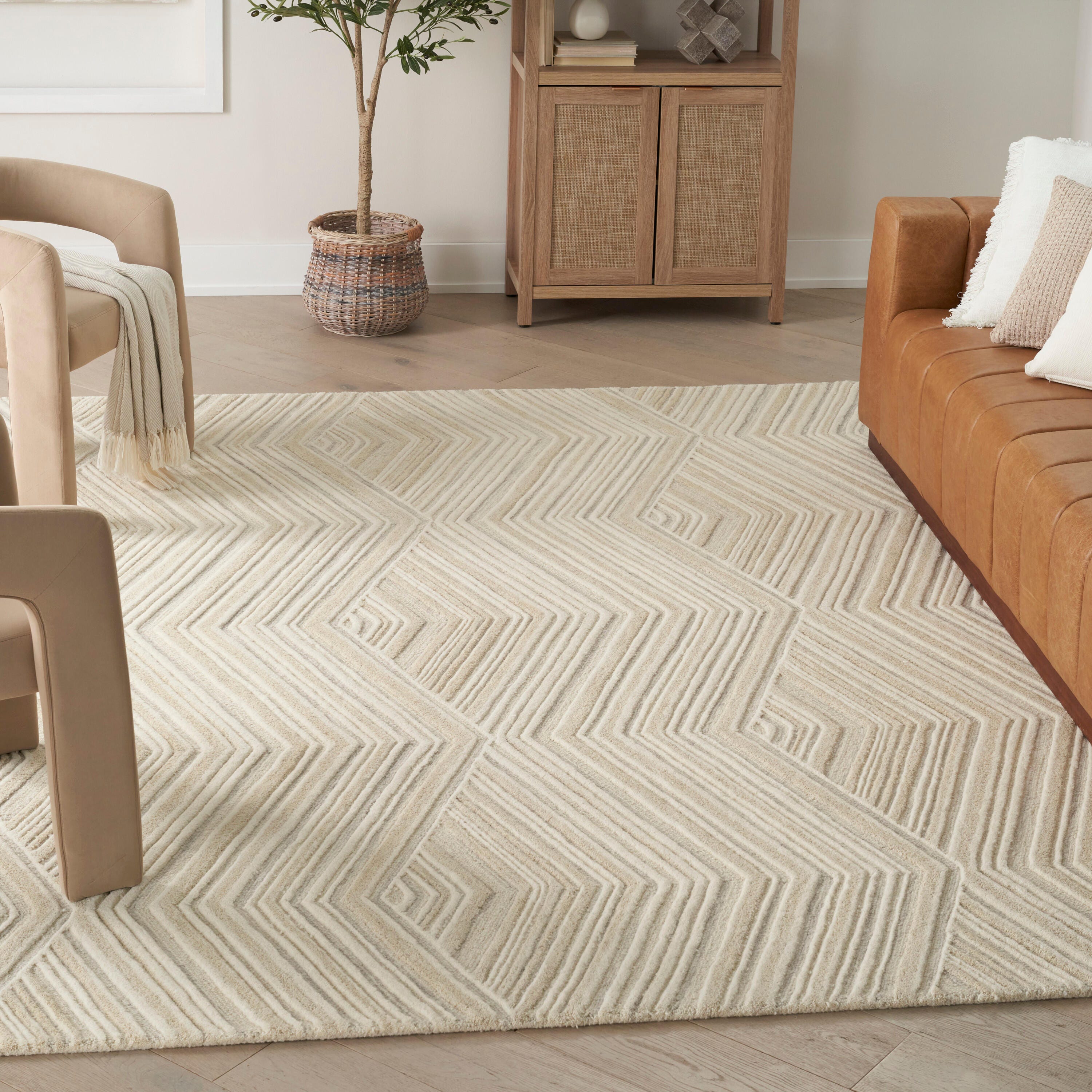 Nourison Home Graceful Textured 7'9" x 9'9" Area Rug, Ivory, rollover
