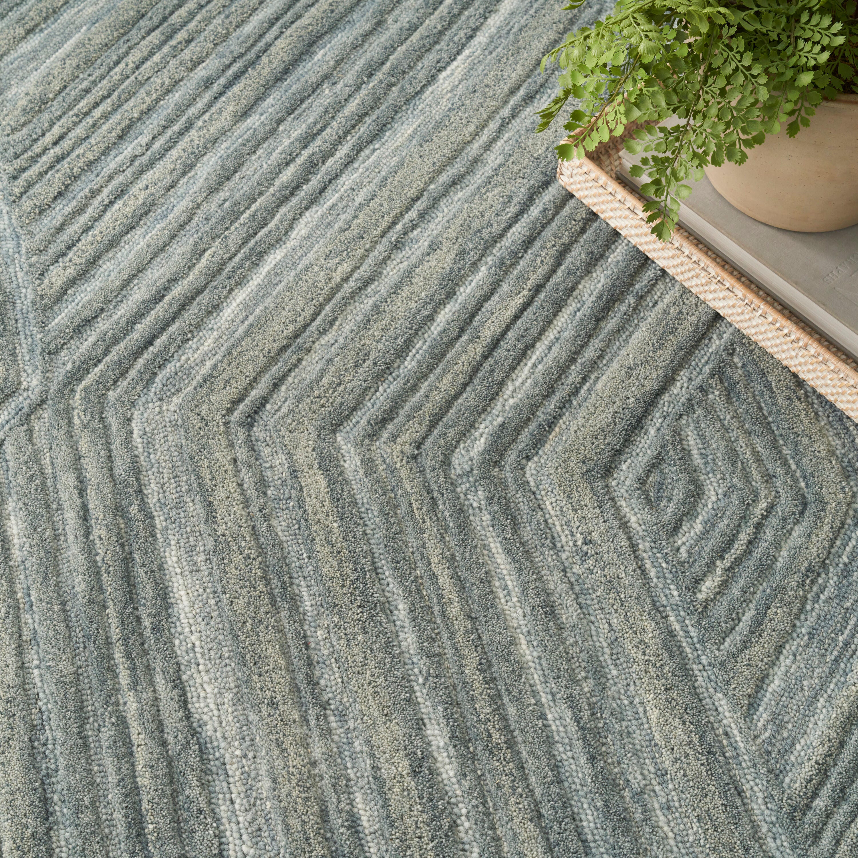Nourison Home Graceful Textured 7'9" x 9'9" Area Rug, Blue, large