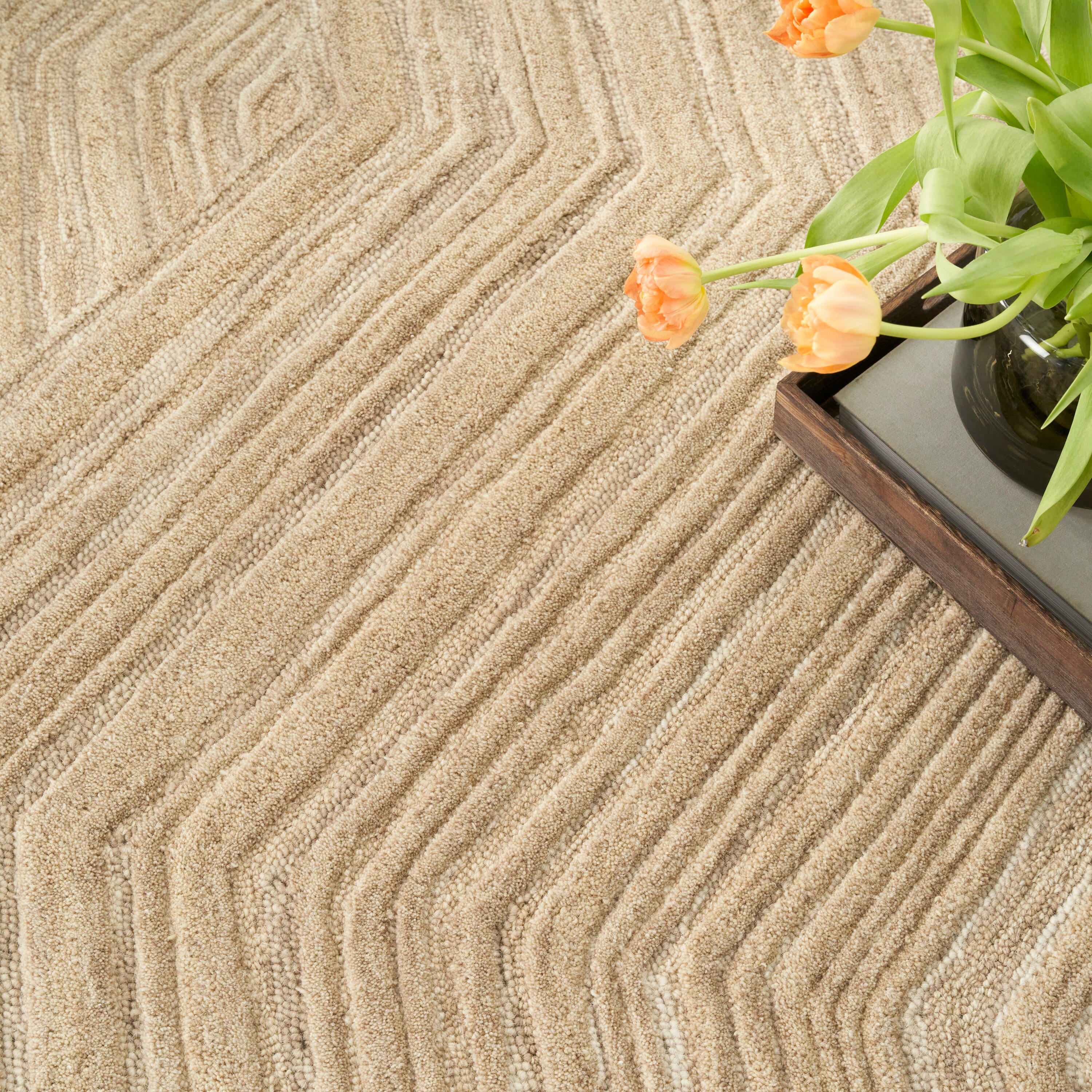 Nourison Home Graceful Textured 7'9" x 9'9" Area Rug, Taupe, large