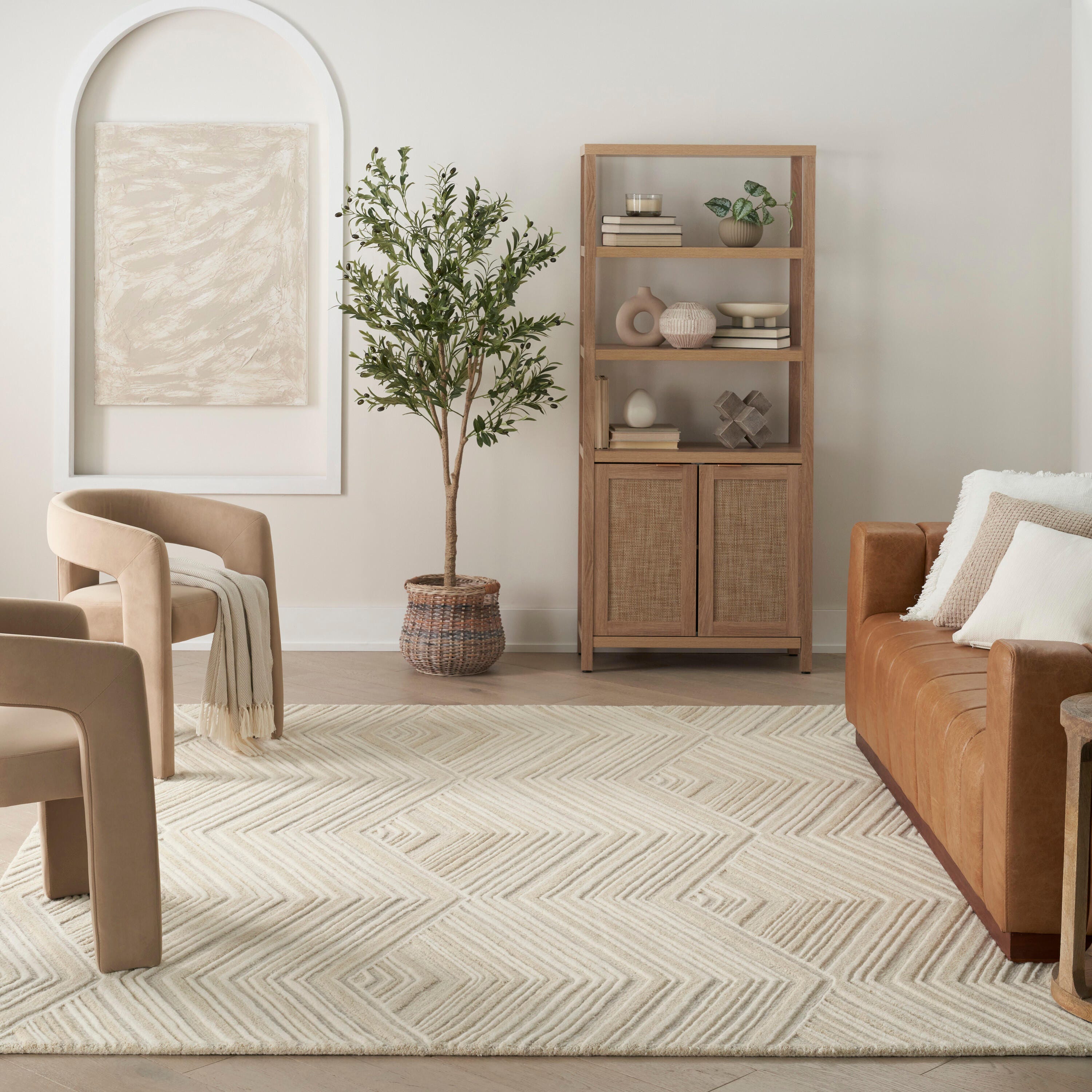 Nourison Home Graceful Textured 8'6" x 11'6" Area Rug, Ivory, large