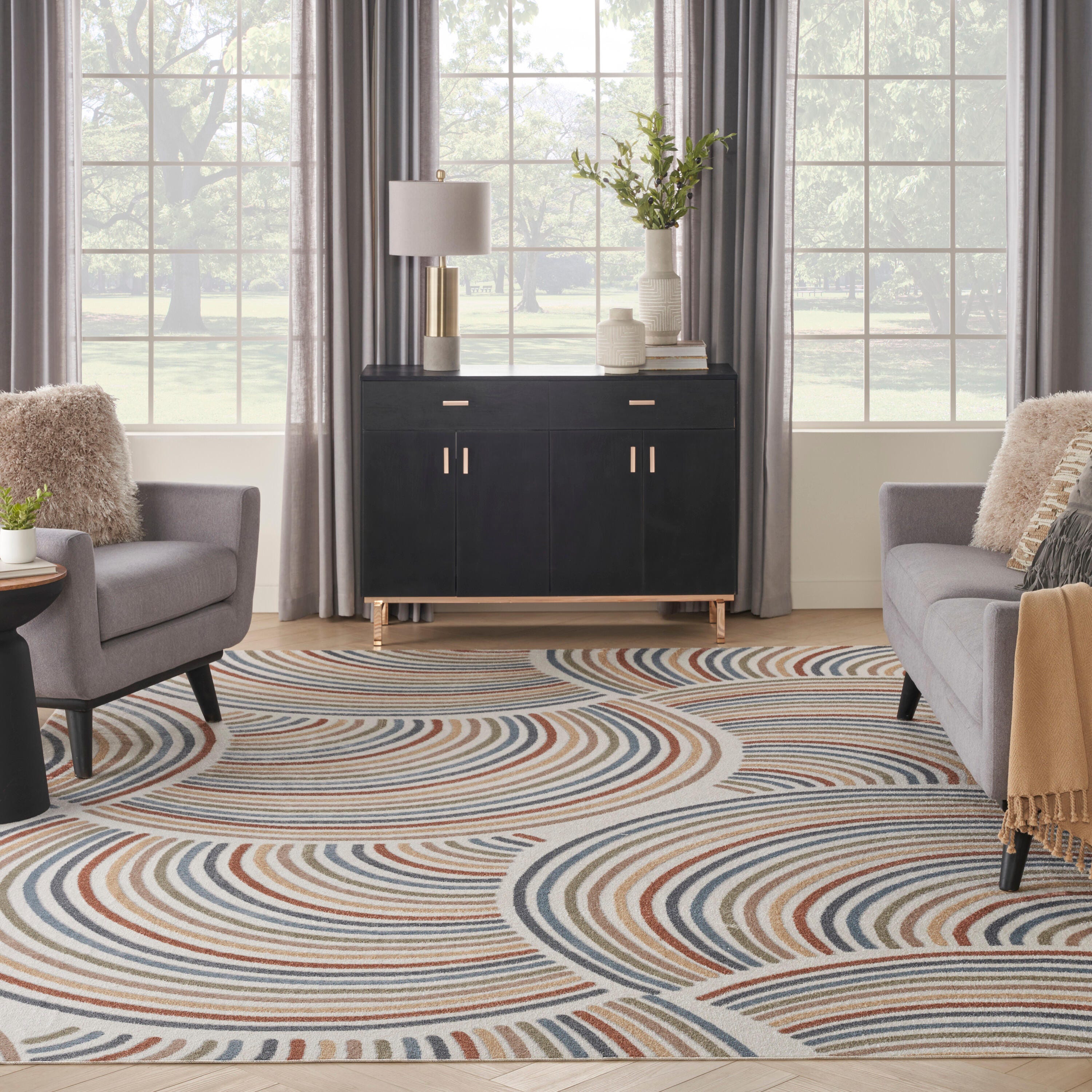 Nourison Home Astra Abstract 10' x 14' Area Rug, Ivory/Multi, large