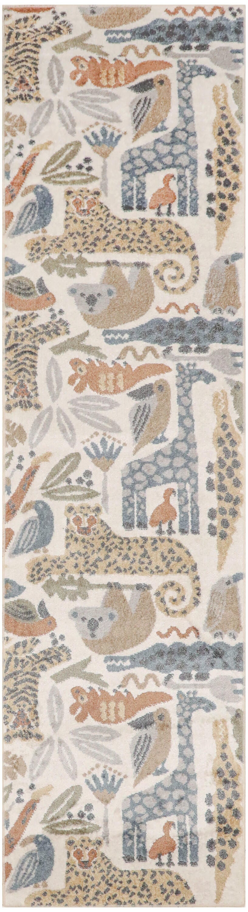 Nourison Home Astra Animal Print 2' x 6' Runner Rug, Ivory/Cream, large