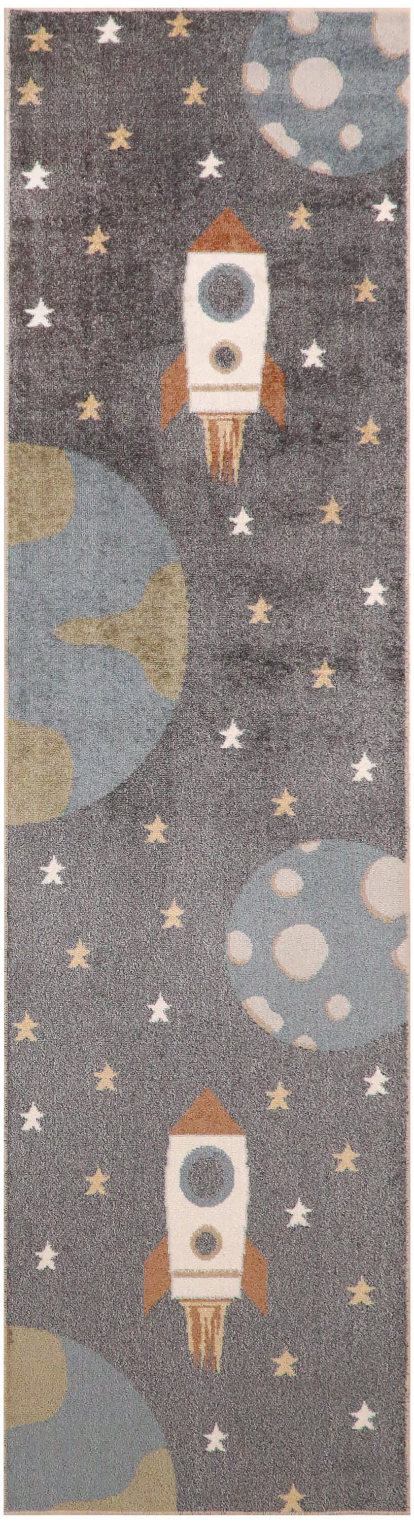 Nourison Home Astra Geometric 2' x 6' Runner Rug, Sky Blue, large