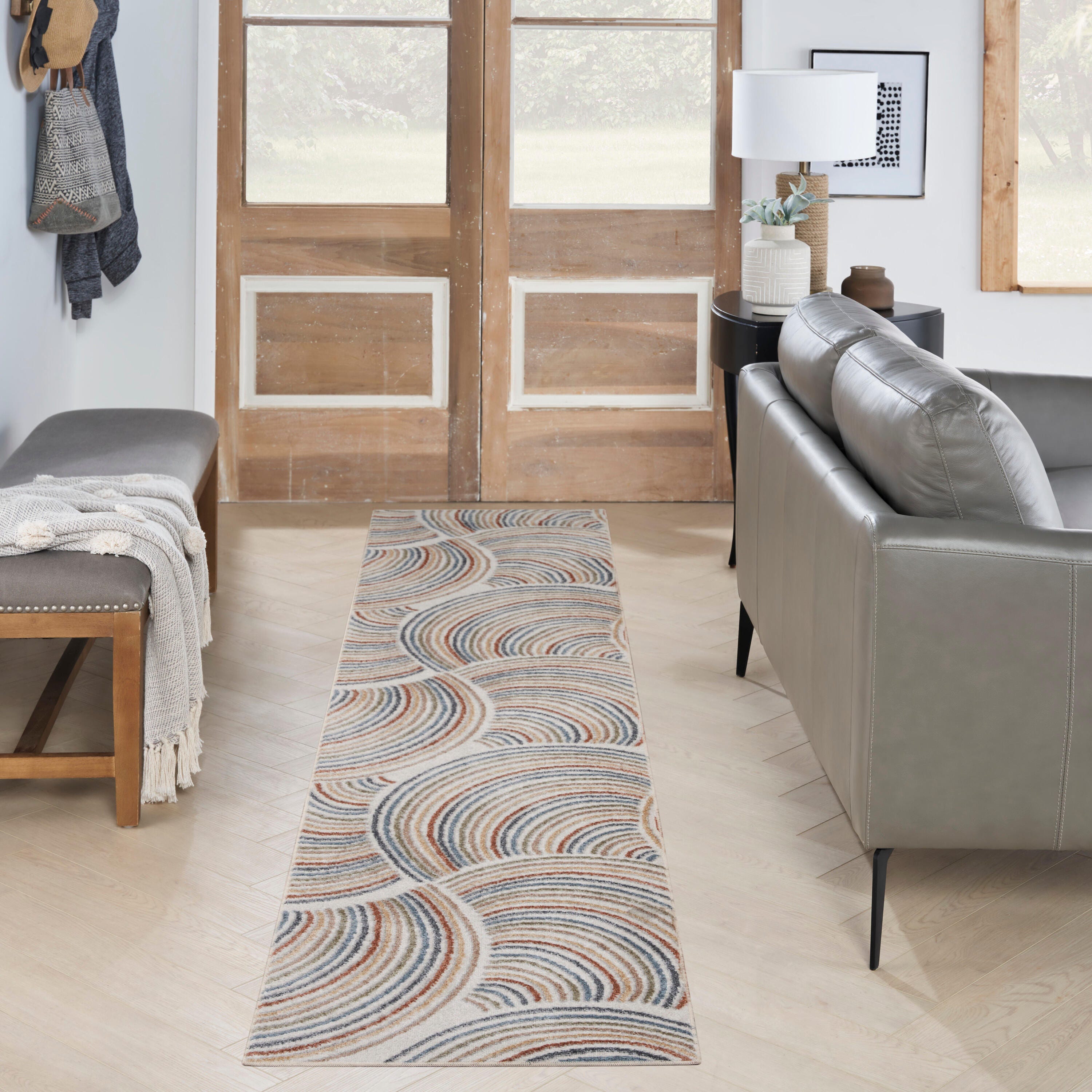 Nourison Home Astra Abstract 2'2" x 8' Runner Rug, Ivory/Multi, rollover