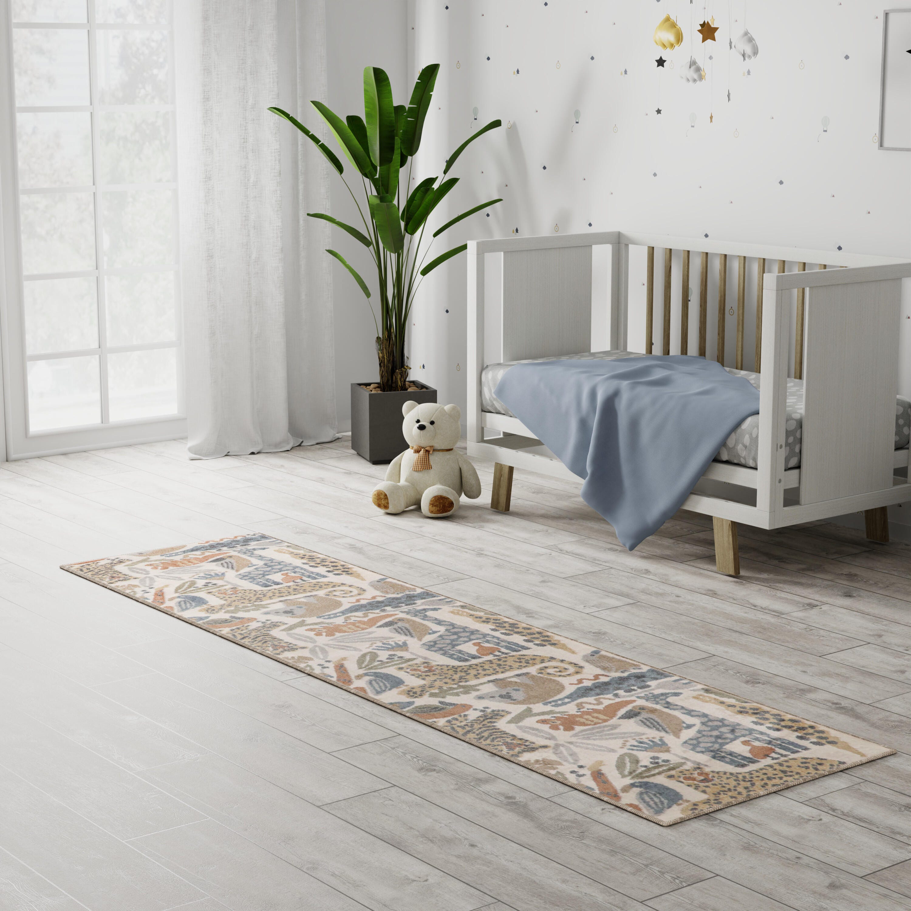 Nourison Home Astra Animal Print 2'2" x 8' Runner Rug, Ivory/Cream, rollover
