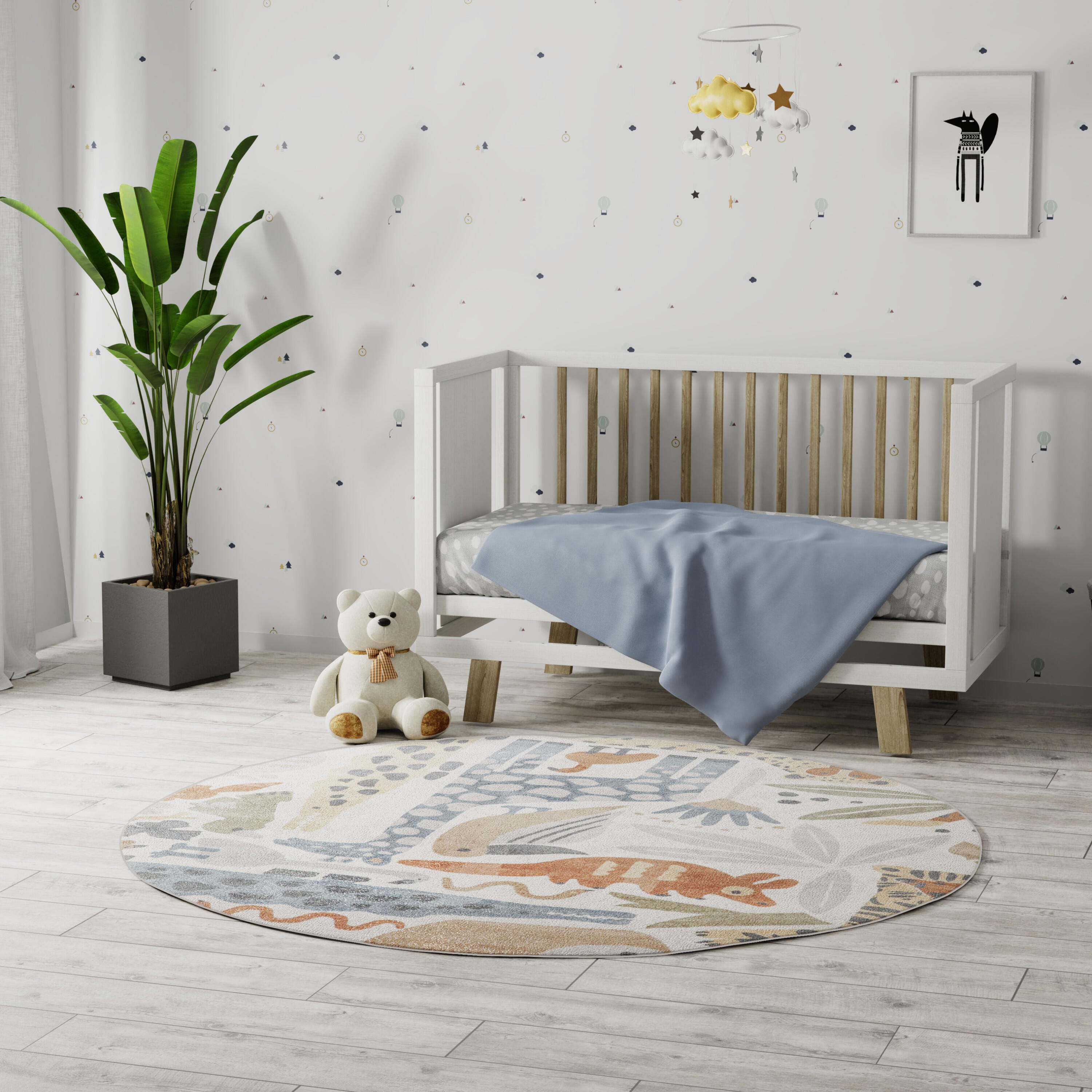 Nourison Home Astra Animal Print 4' Round Accent Rug, Ivory/Cream, rollover