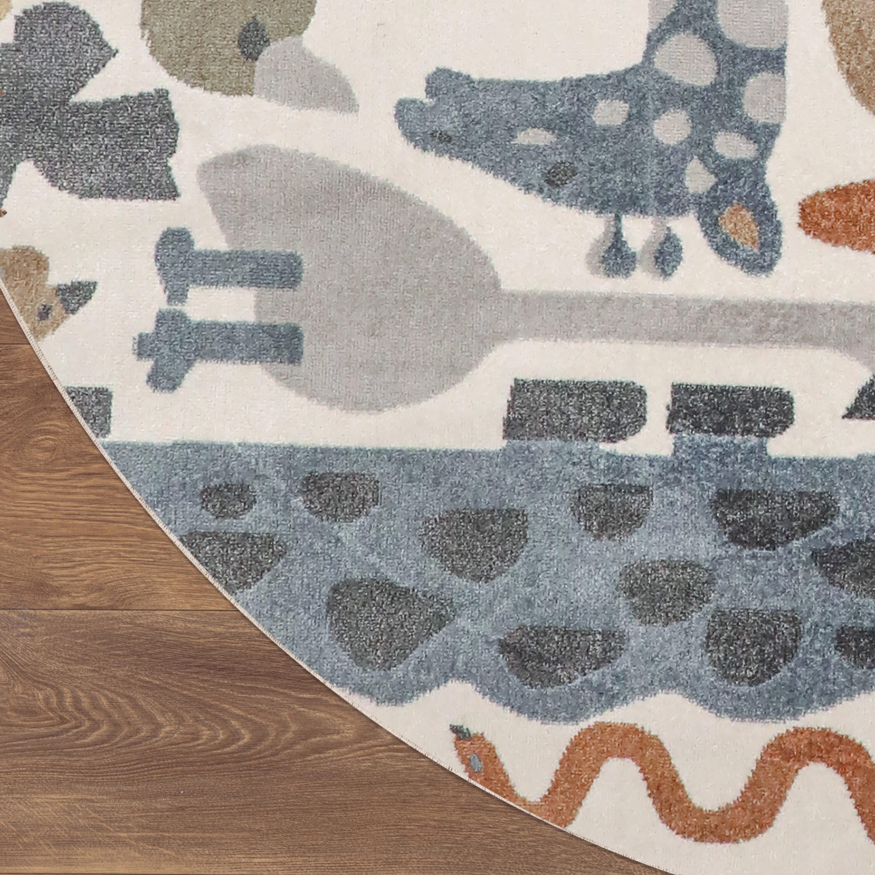 Nourison Home Astra Animal Print 4' Round Accent Rug, Ivory/Cream, large