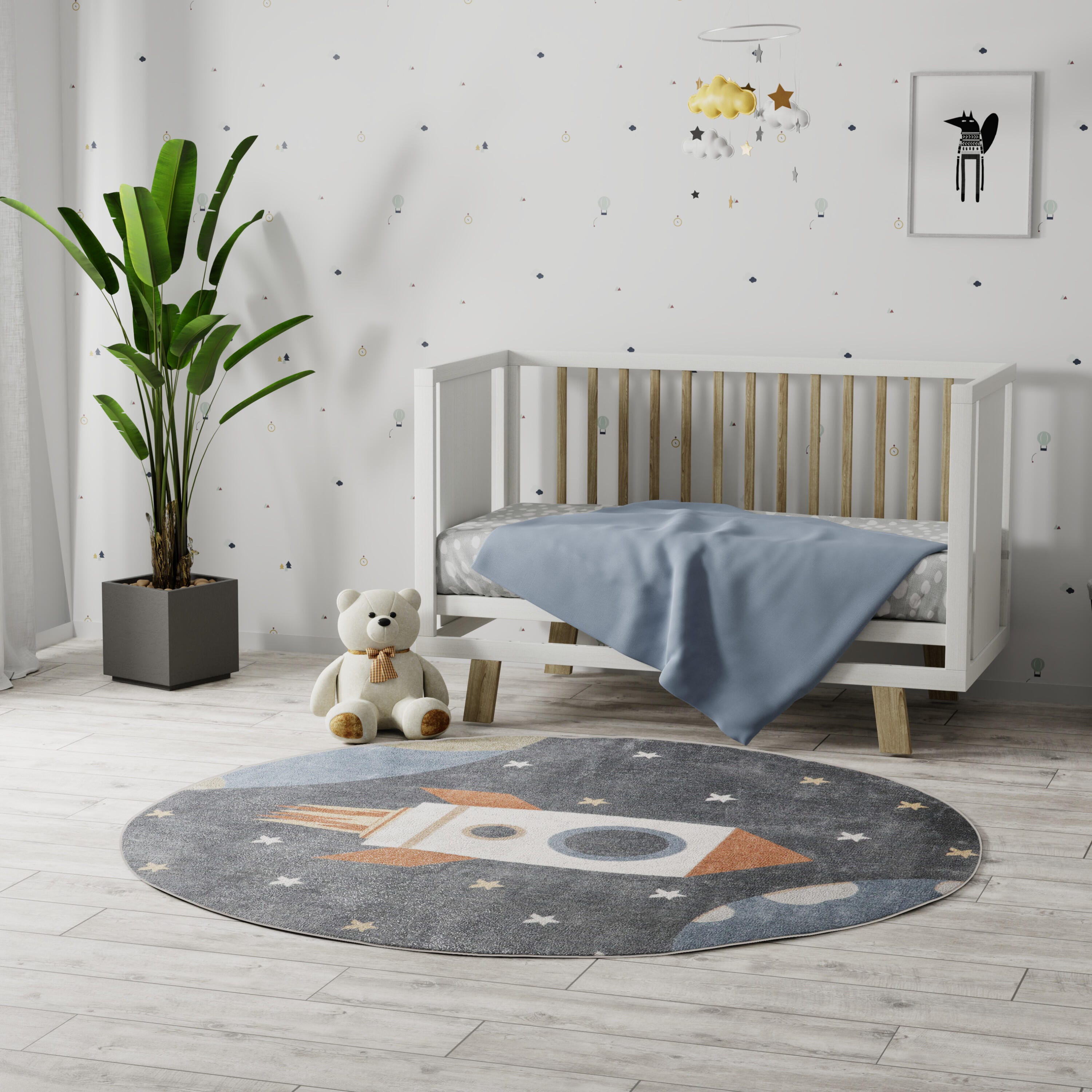Nourison Home Astra Geometric 4' Round Accent Rug, Sky Blue, rollover