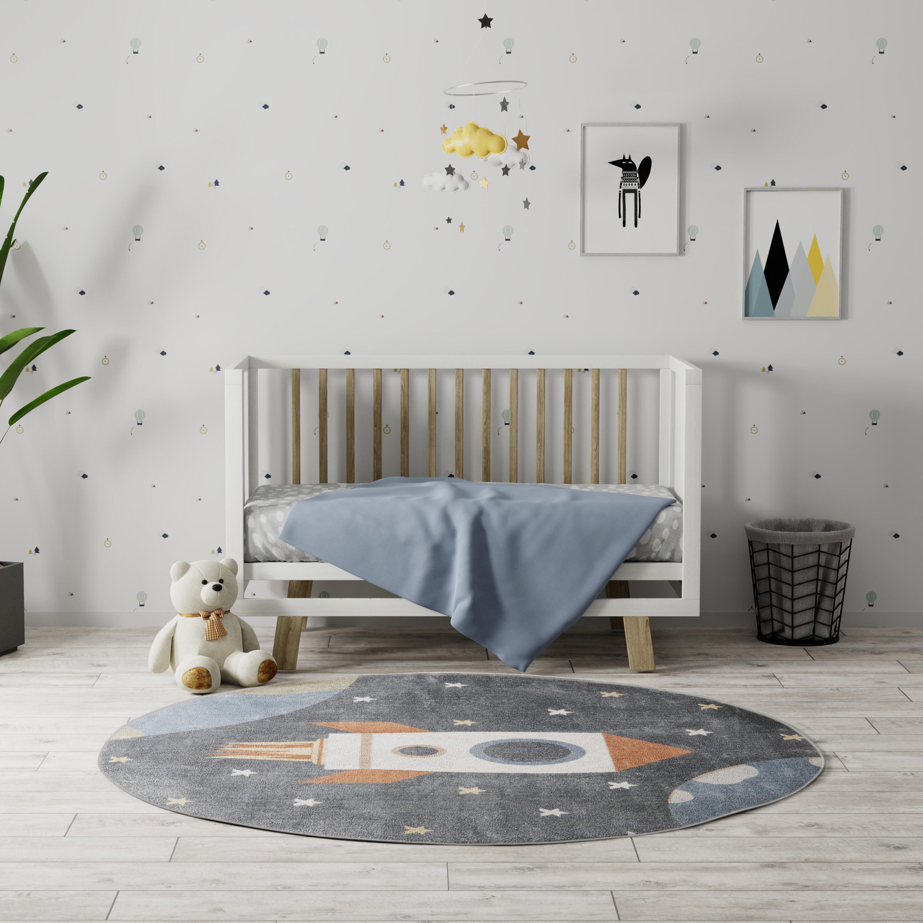Nourison Home Astra Geometric 4' Round Accent Rug, Sky Blue, large